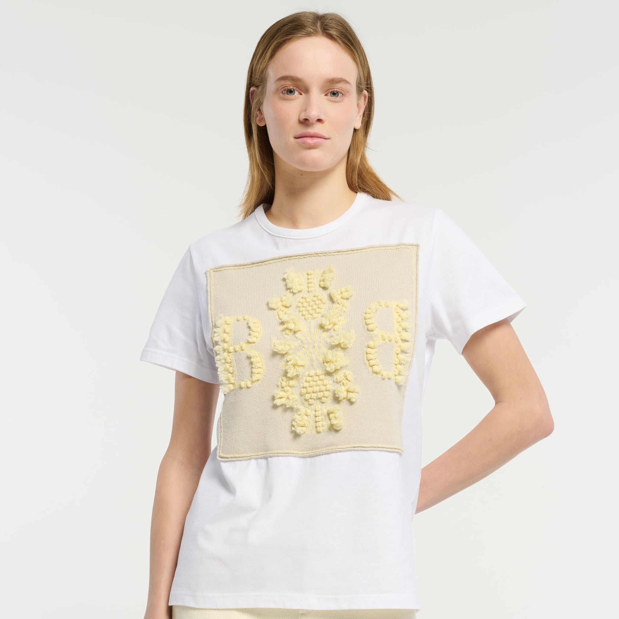 T-Shirt avec patch logo B en cachemire | Barrie - Barrie