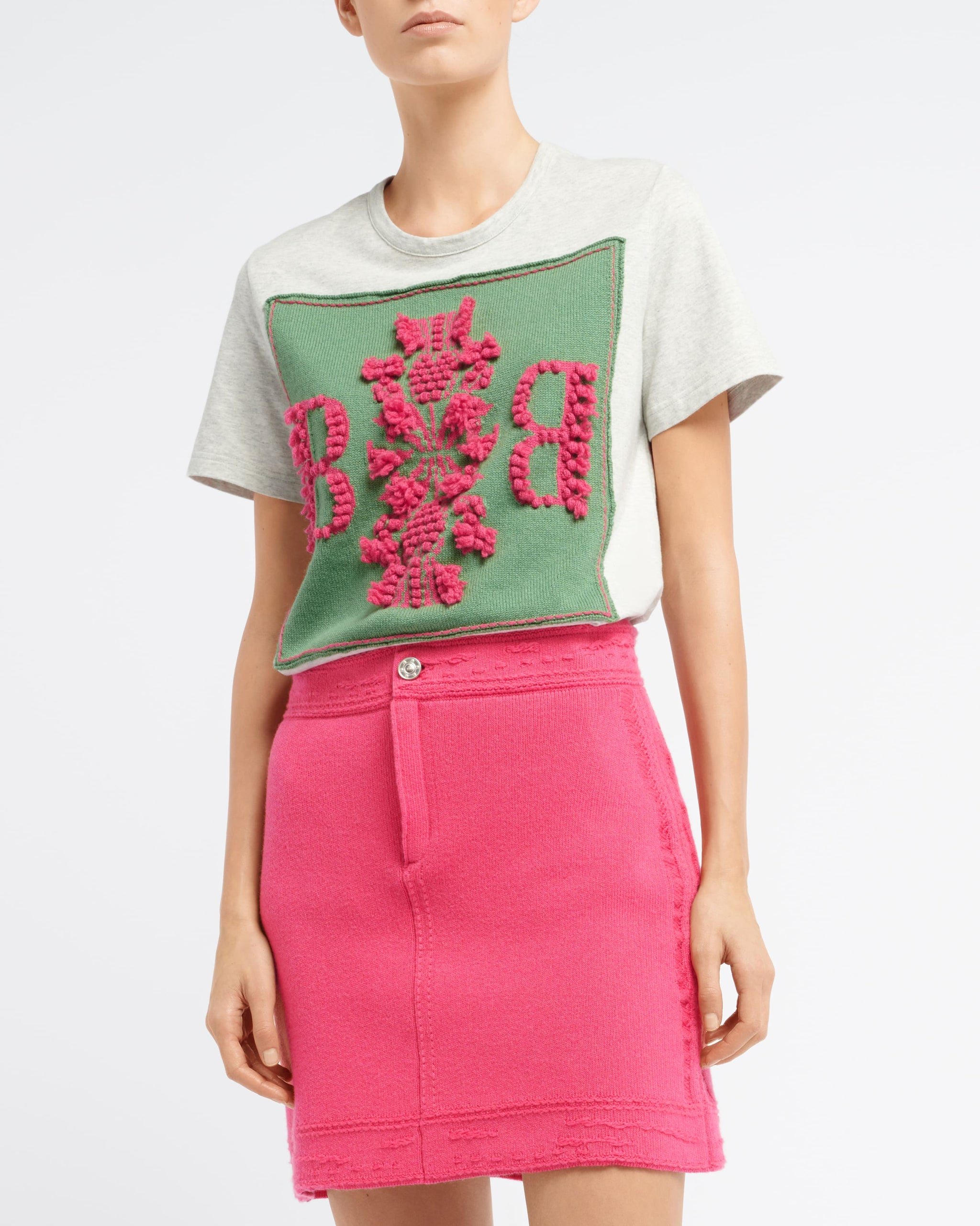 T-Shirt avec patch logo B en cachemire | Barrie - Barrie