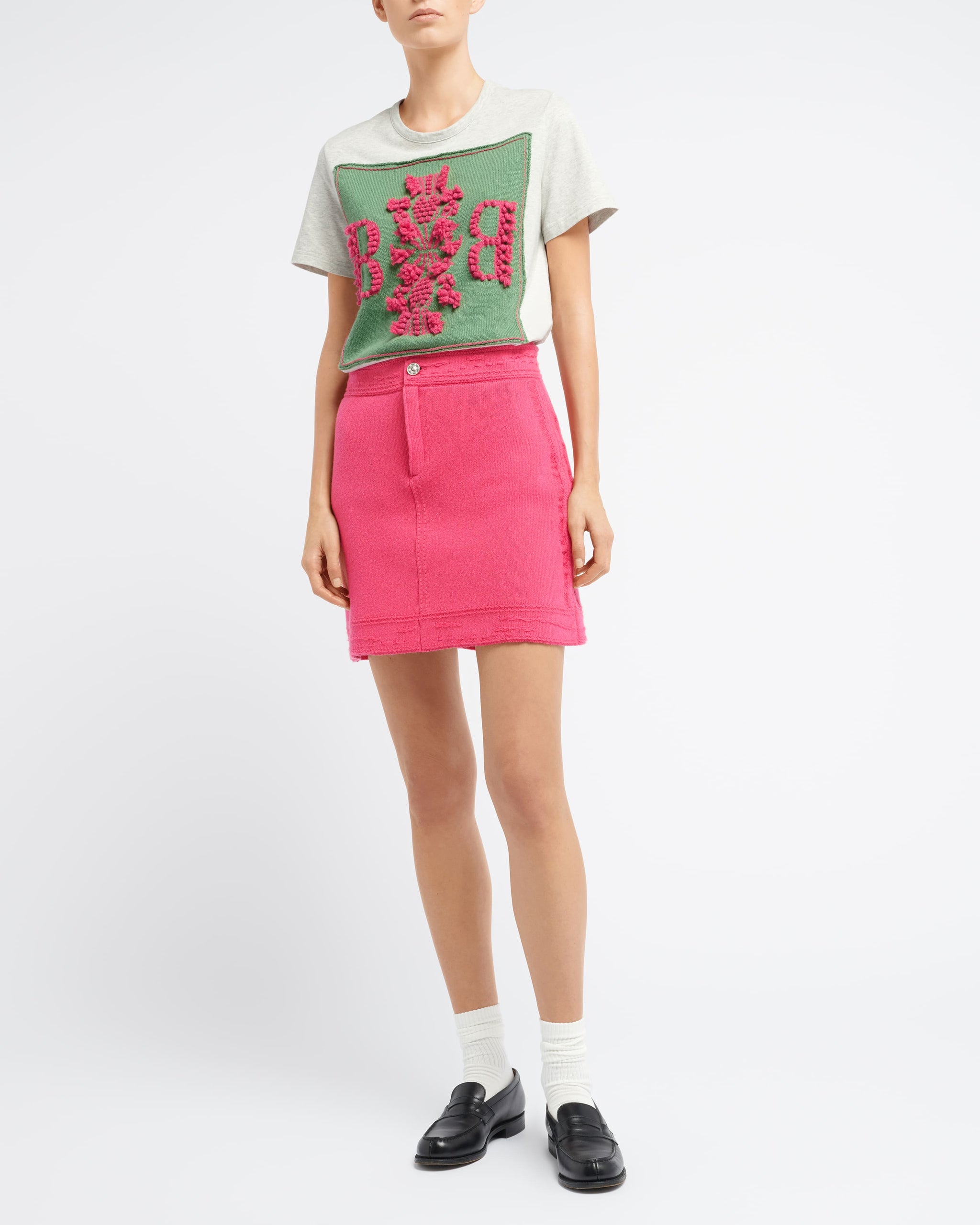 T-Shirt avec patch logo B en cachemire | Barrie - Barrie