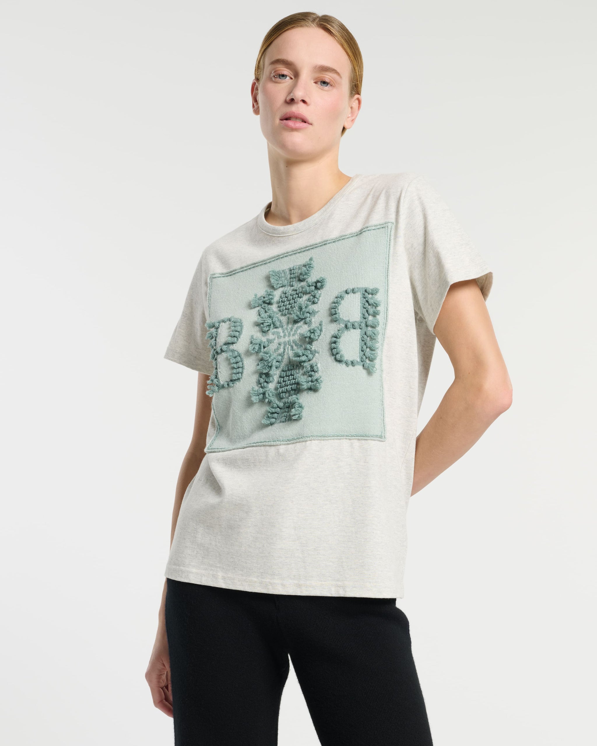T-Shirt avec patch logo B en cachemire | Barrie - Barrie