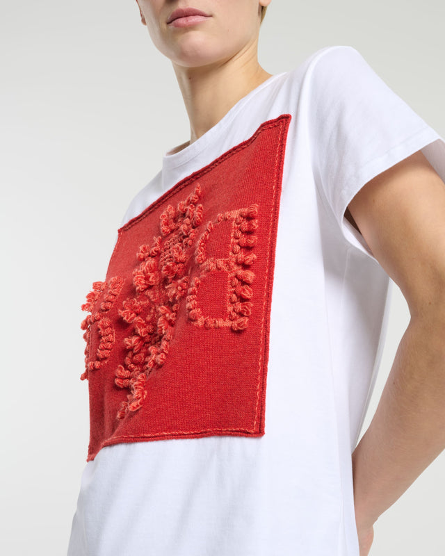 T-Shirt avec patch logo B en cachemire | Barrie - Barrie