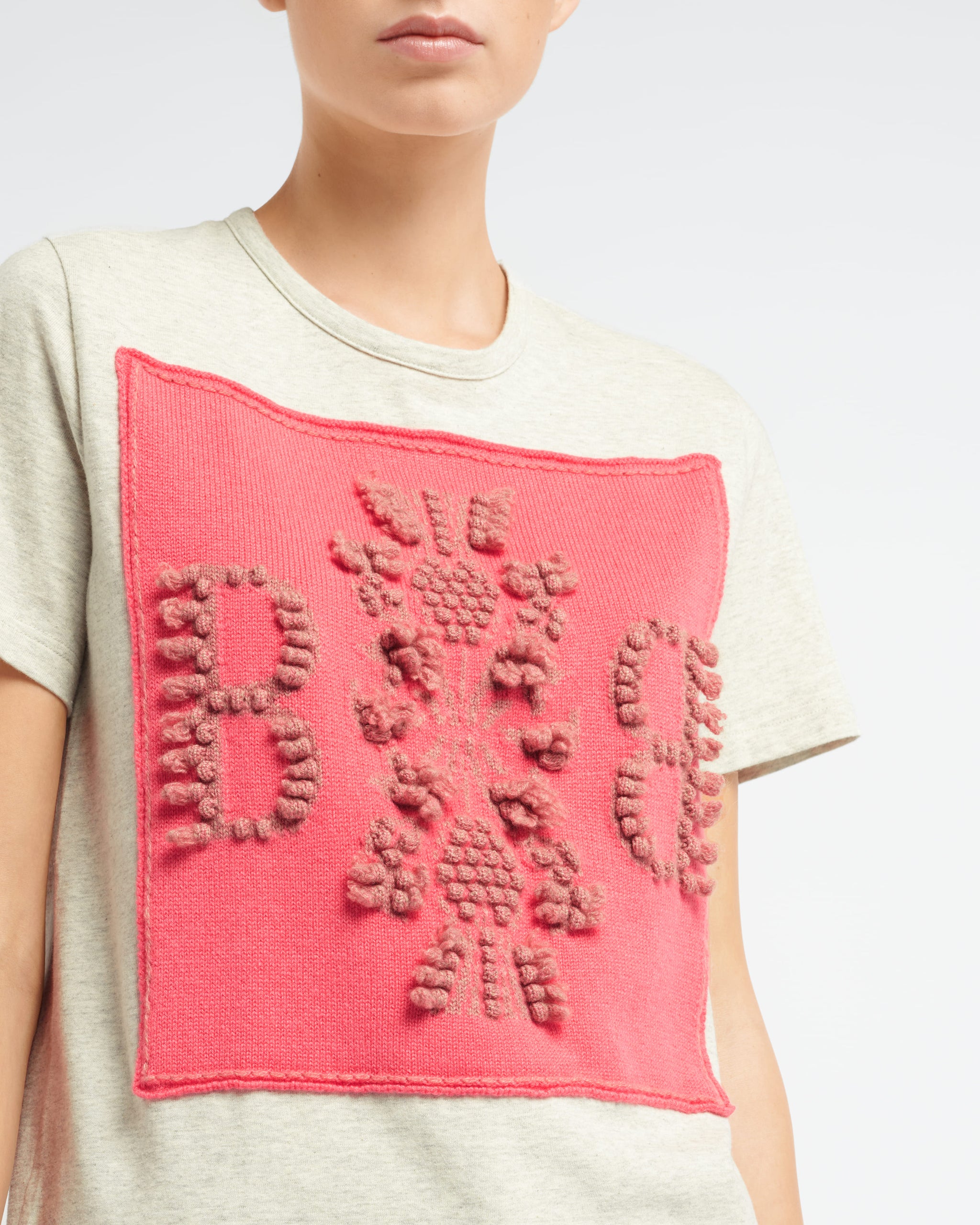 T-Shirt avec patch logo B en cachemire | Barrie - Barrie