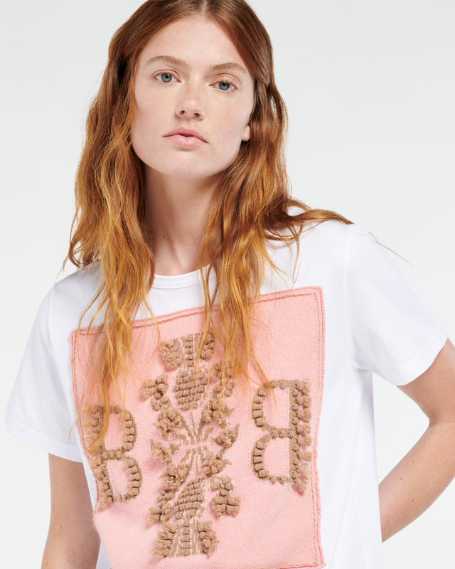 T-Shirt avec patch logo B en cachemire | Barrie - Barrie
