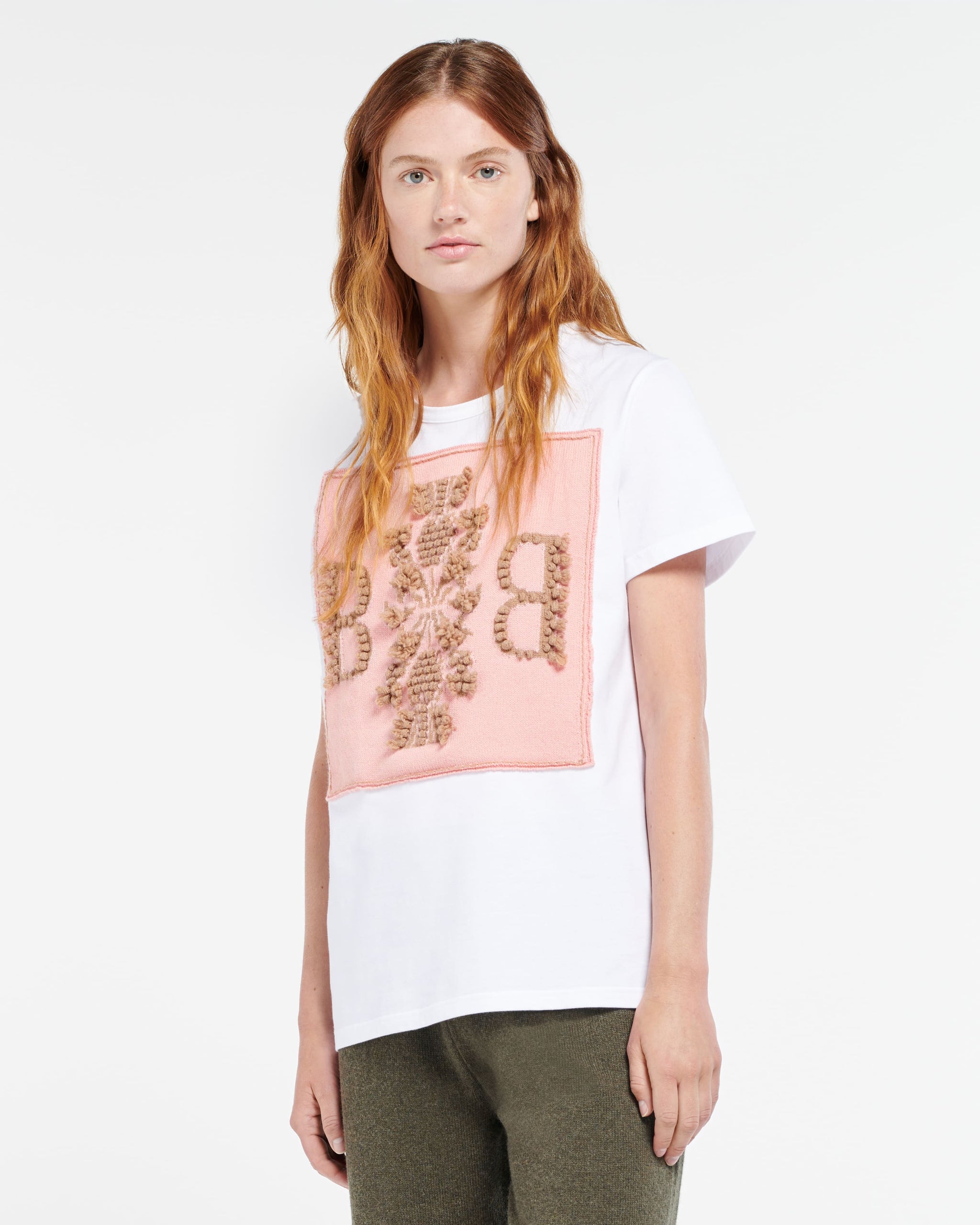T-Shirt avec patch logo B en cachemire | Barrie - Barrie