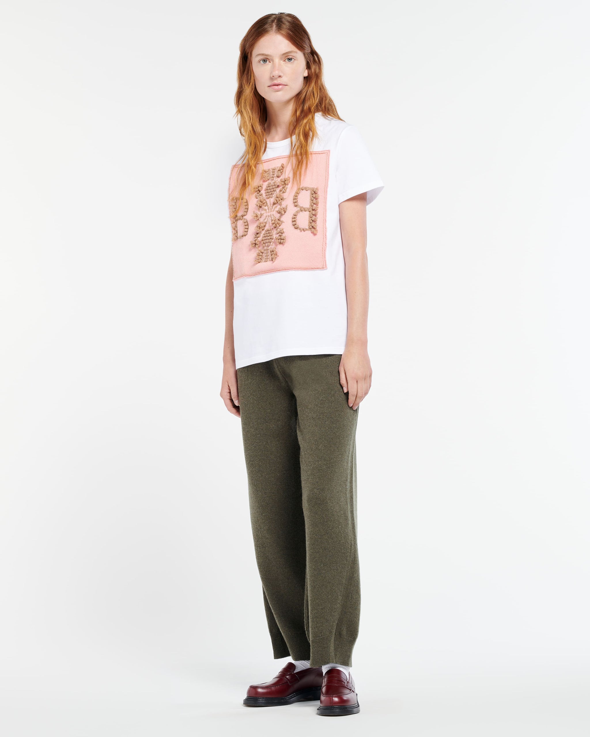 T-Shirt avec patch logo B en cachemire | Barrie - Barrie