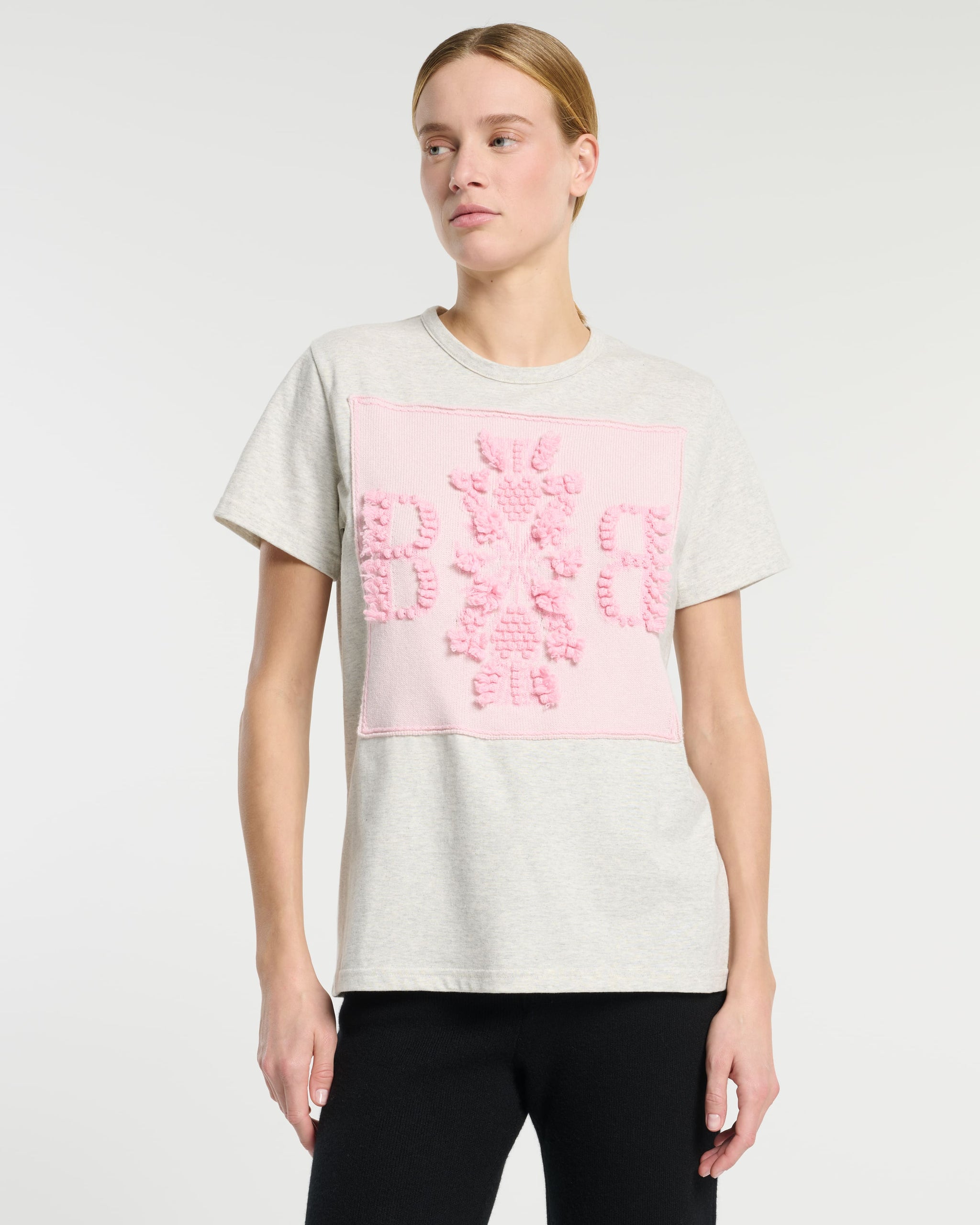 T-Shirt avec patch logo B en cachemire | Barrie - Barrie