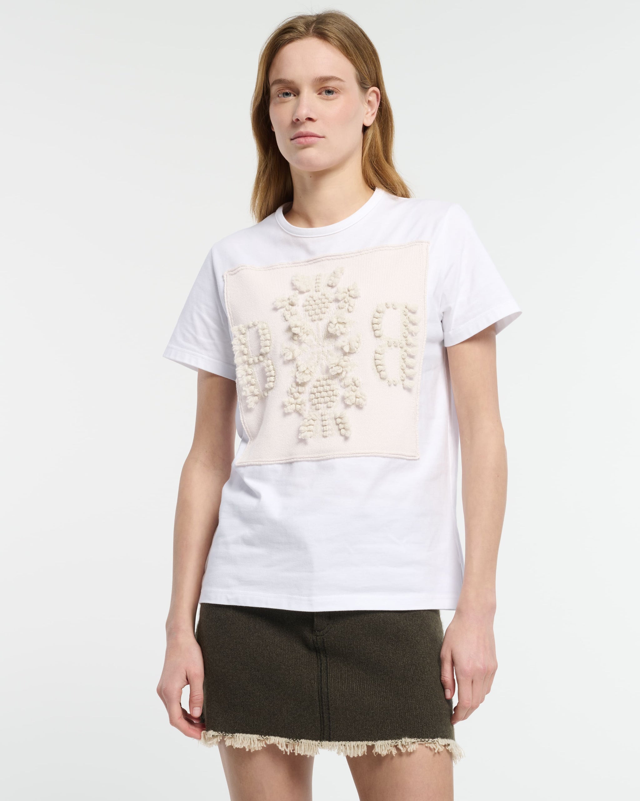 T-Shirt avec patch logo B en cachemire | Barrie - Barrie