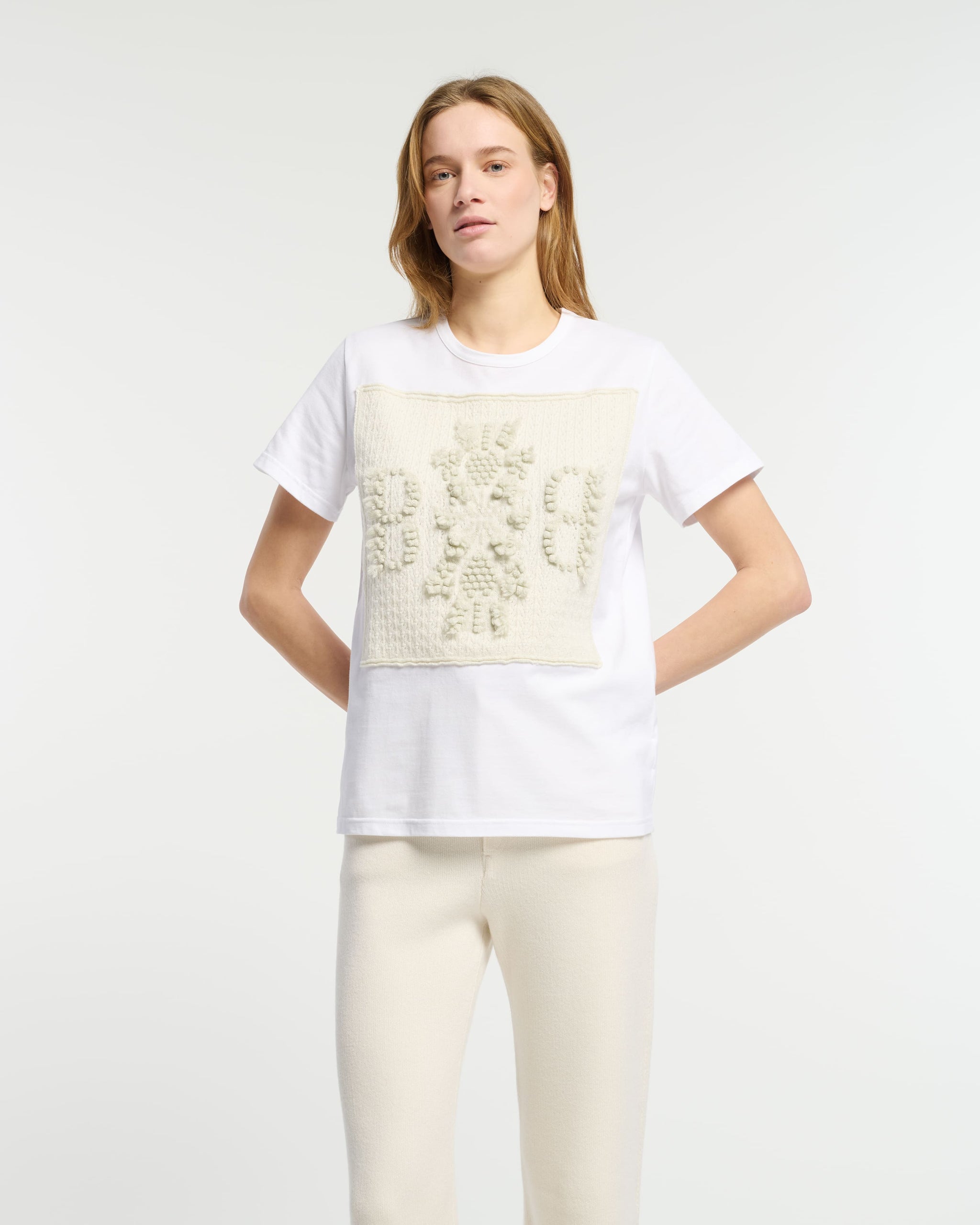 T-Shirt avec patch logo B en cachemire | Barrie - Barrie