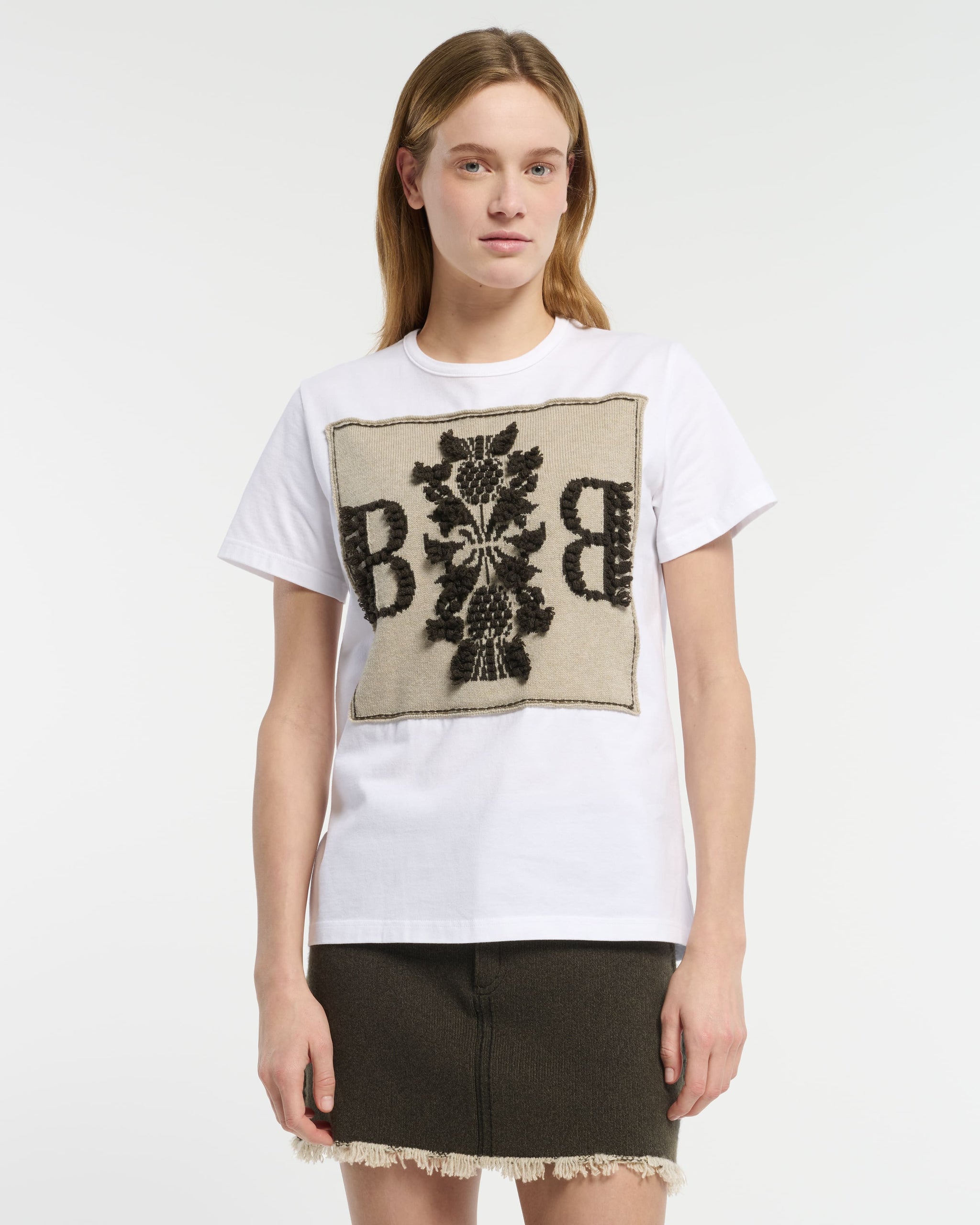 T-Shirt avec patch logo B en cachemire | Barrie - Barrie