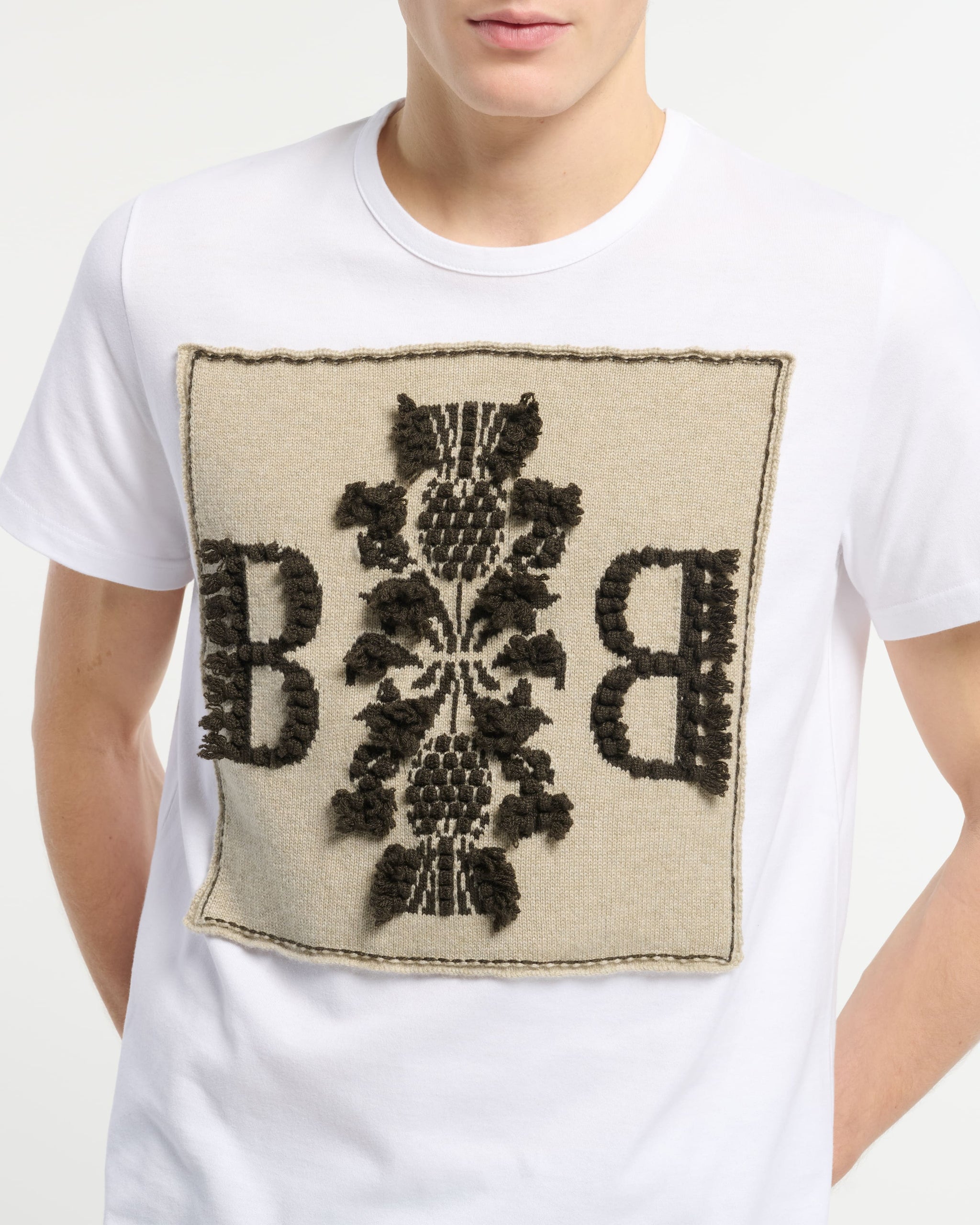 T-Shirt avec patch logo B en cachemire | Barrie - Barrie