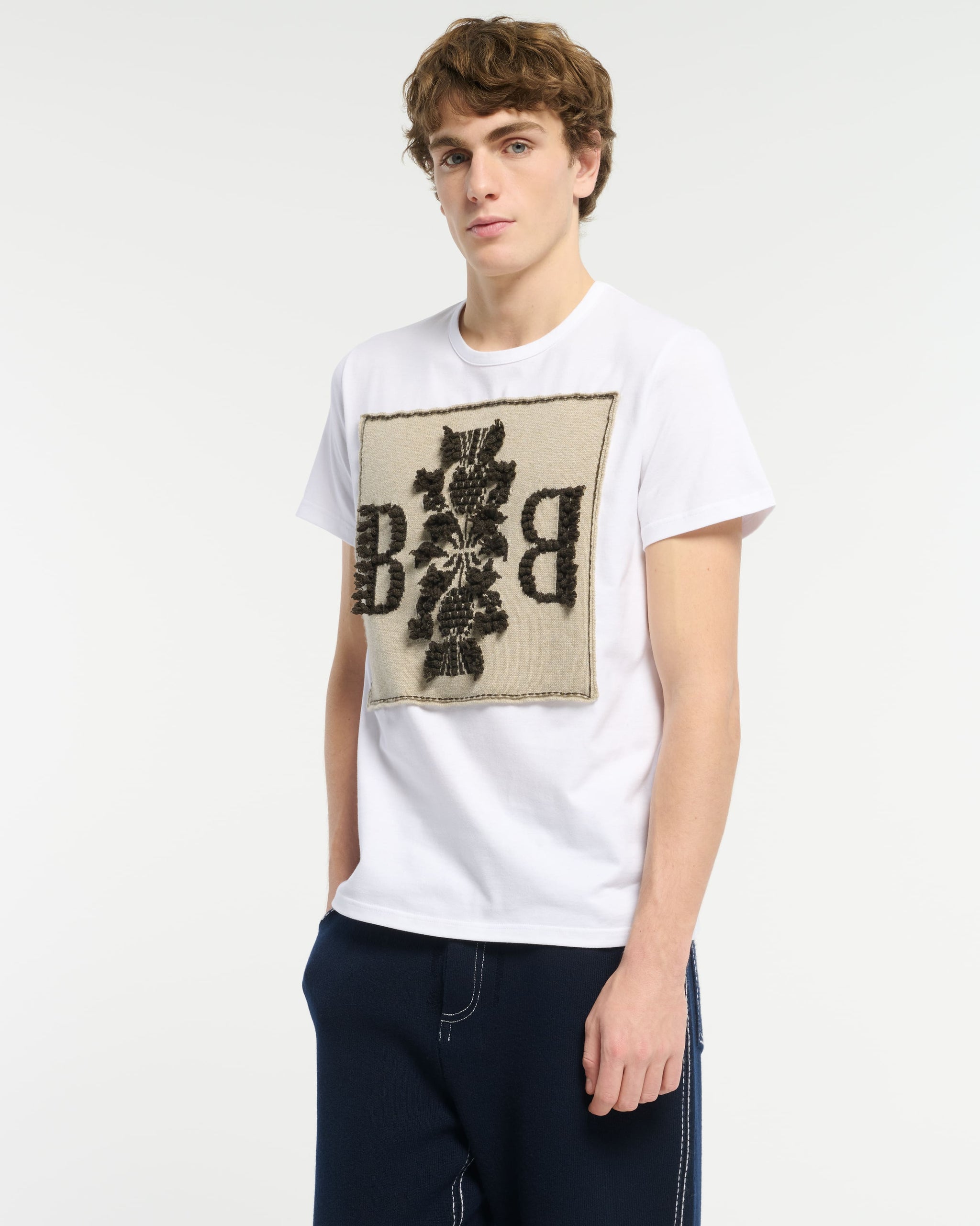 T-Shirt avec patch logo B en cachemire | Barrie - Barrie
