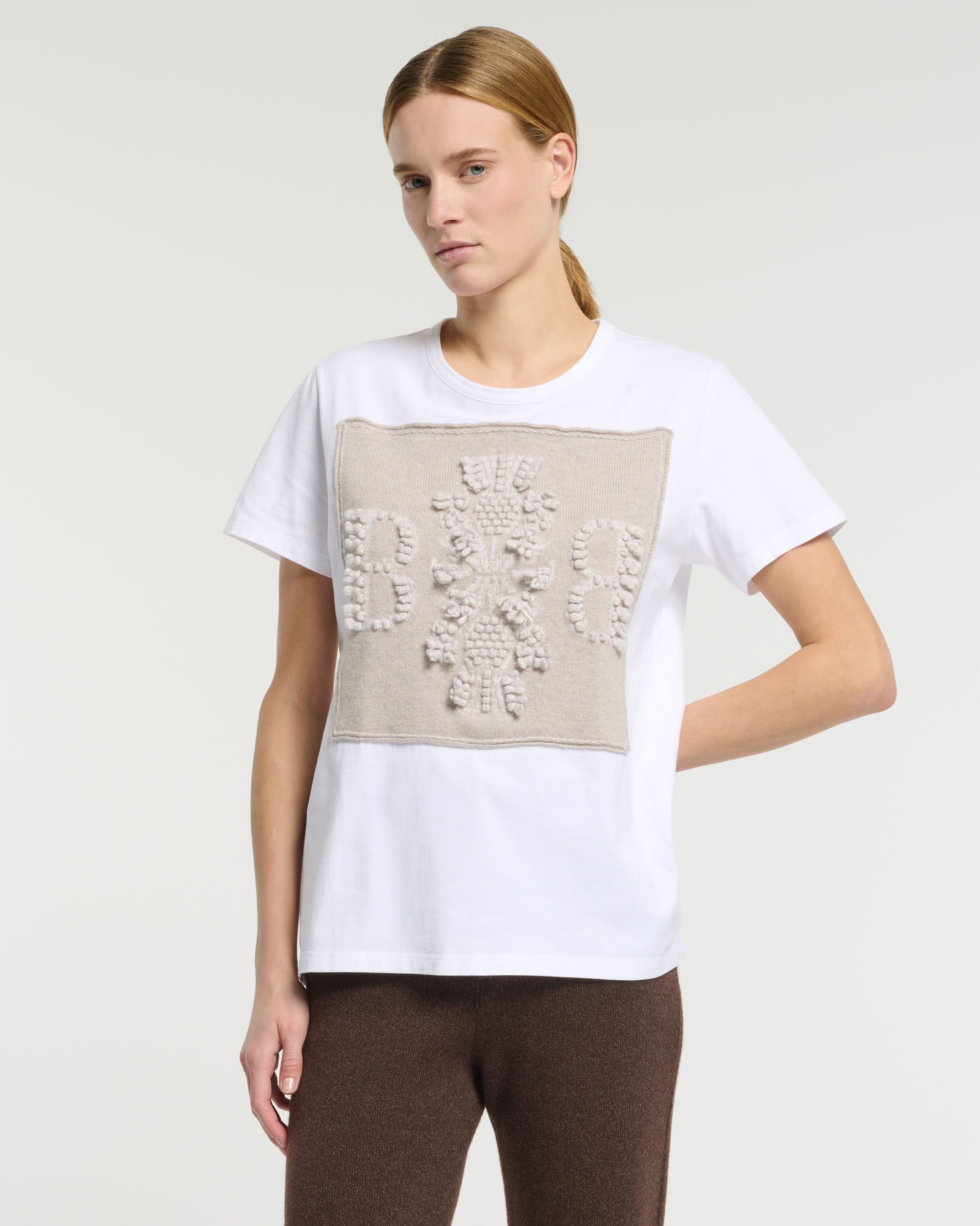 T-shirt with Barrie logo cashmere patch | Barrie - Barrie