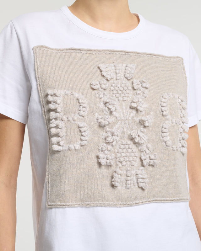 T-Shirt avec patch logo B en cachemire | Barrie - Barrie