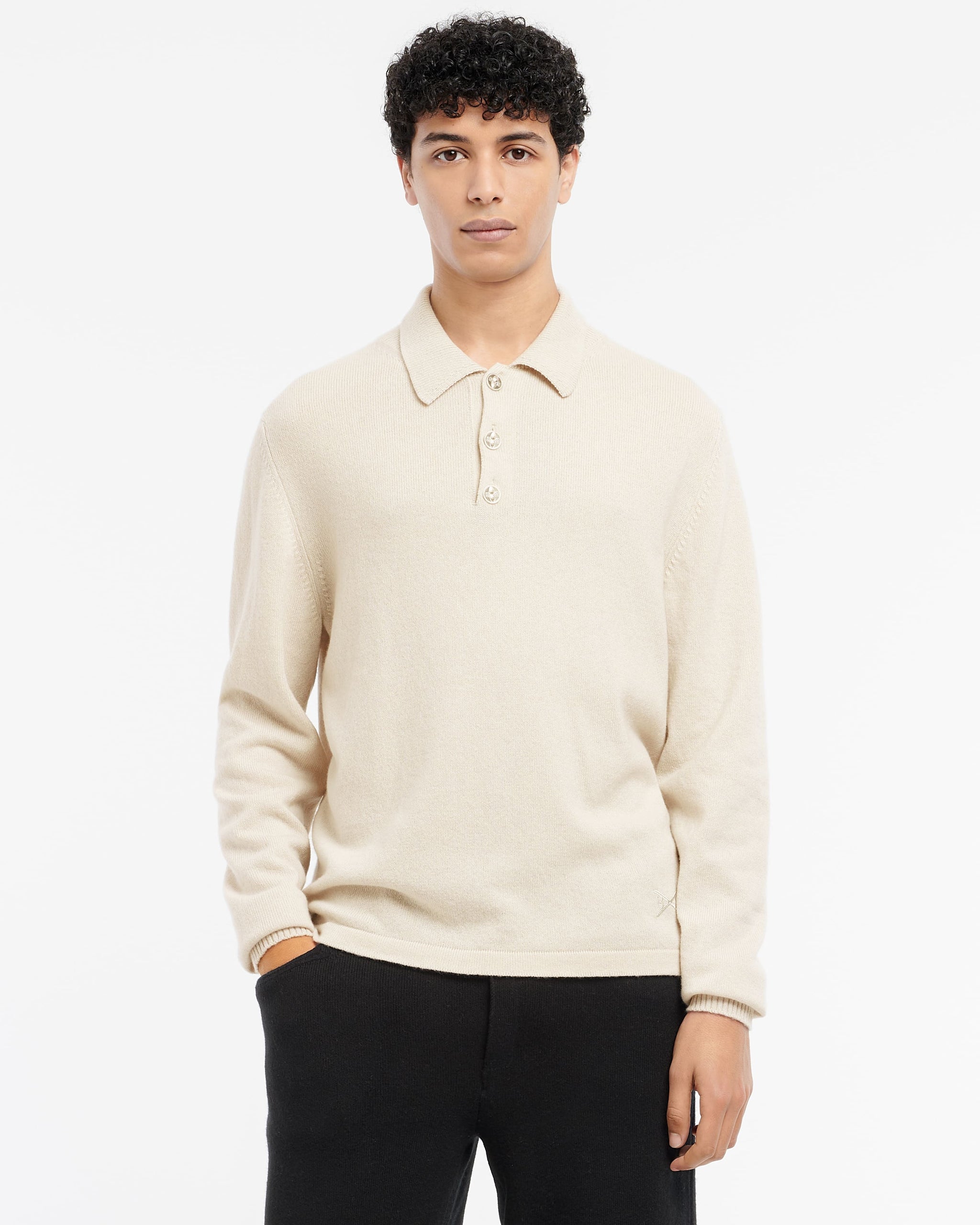 B Label polo-collar sweater in cashmere | Barrie - Barrie