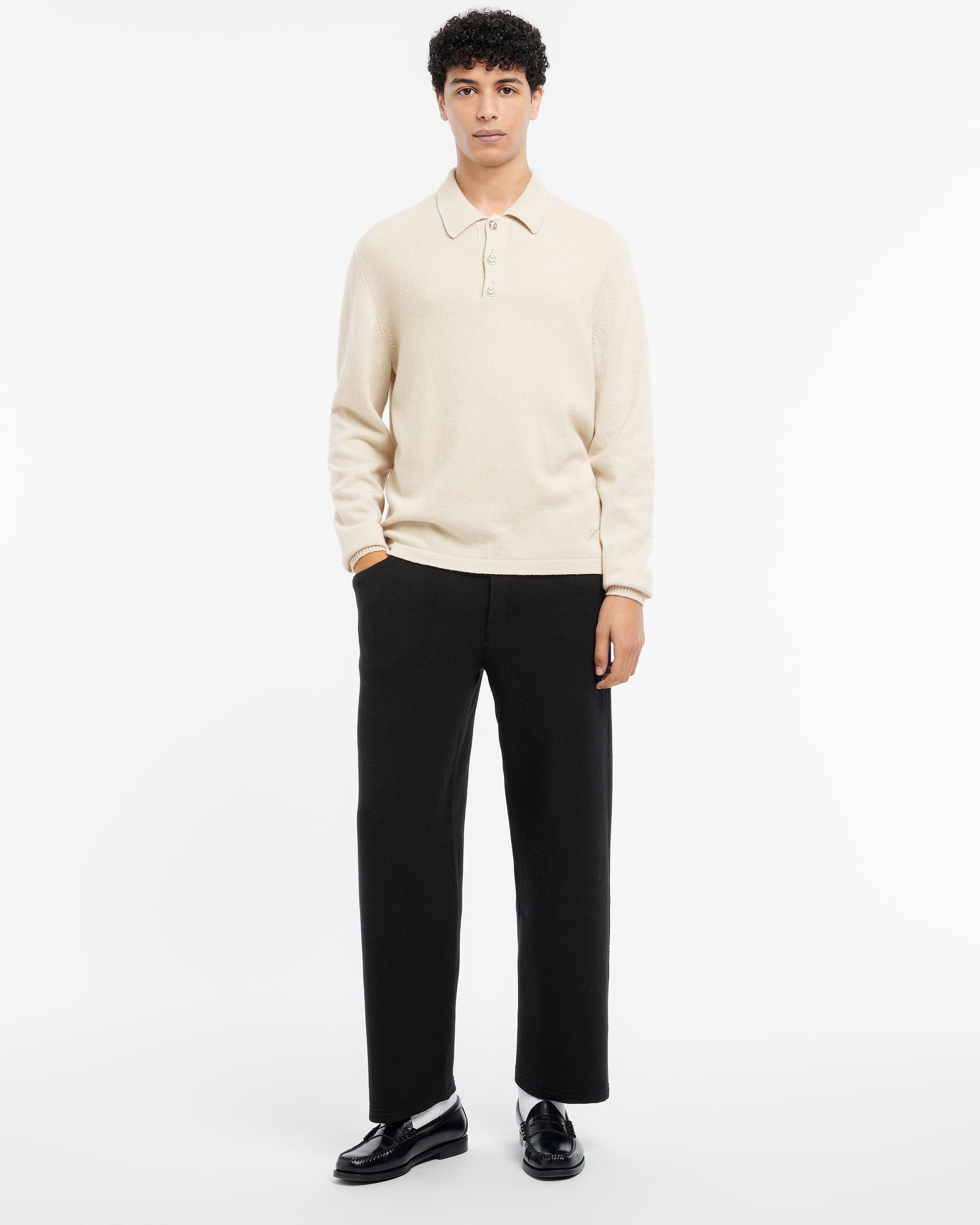 B Label polo-collar sweater in cashmere | Barrie - Barrie