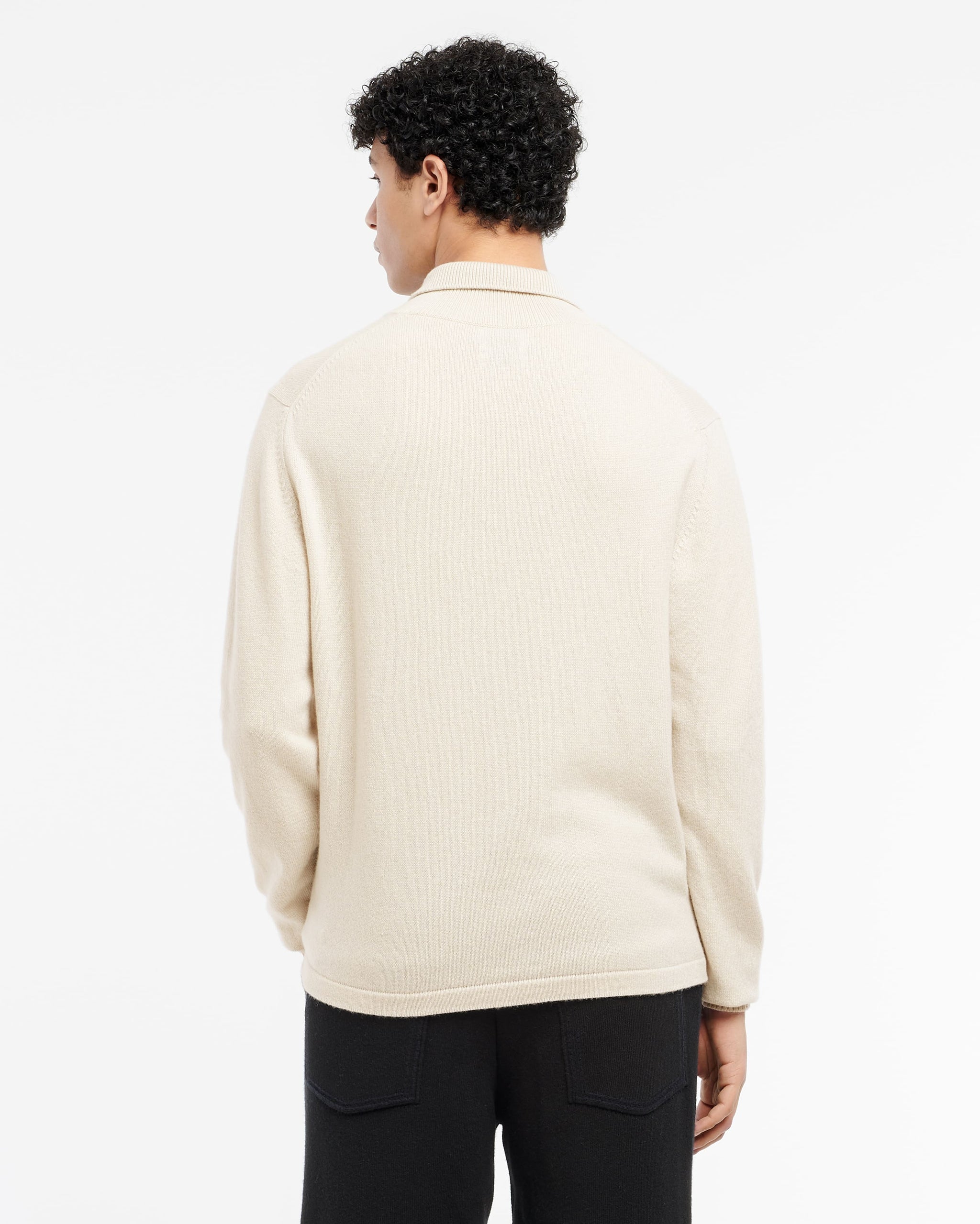 B Label polo-collar sweater in cashmere | Barrie - Barrie