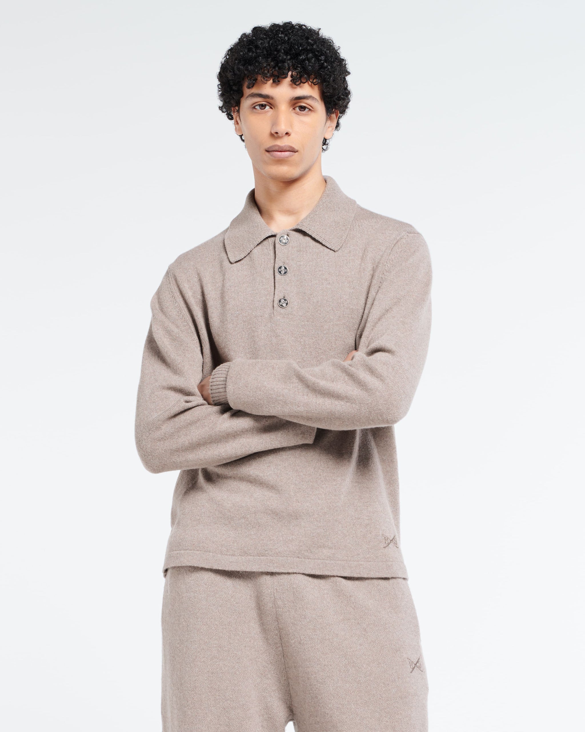 B Label polo-collar sweater in cashmere | Barrie - Barrie