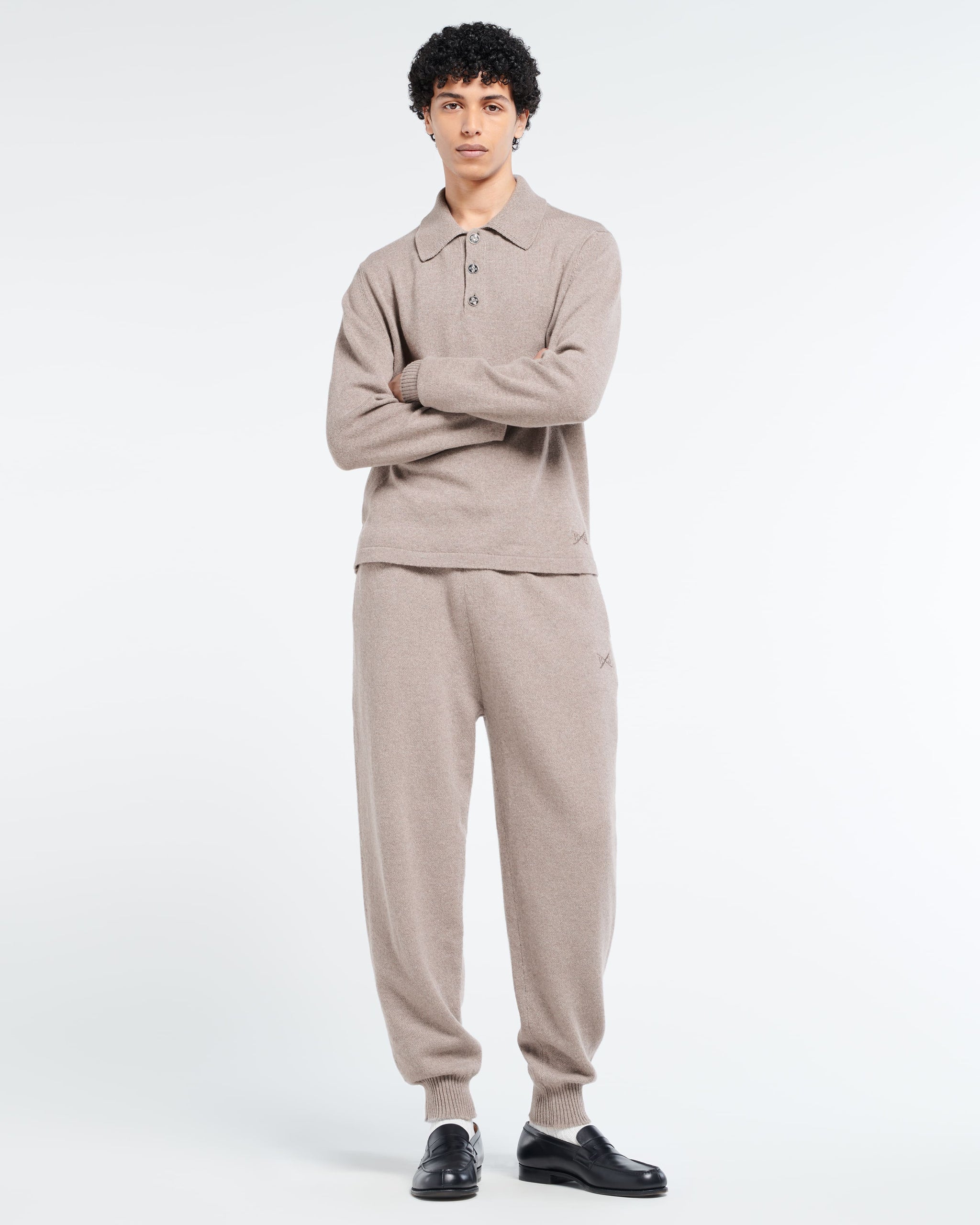 B Label polo-collar sweater in cashmere | Barrie - Barrie