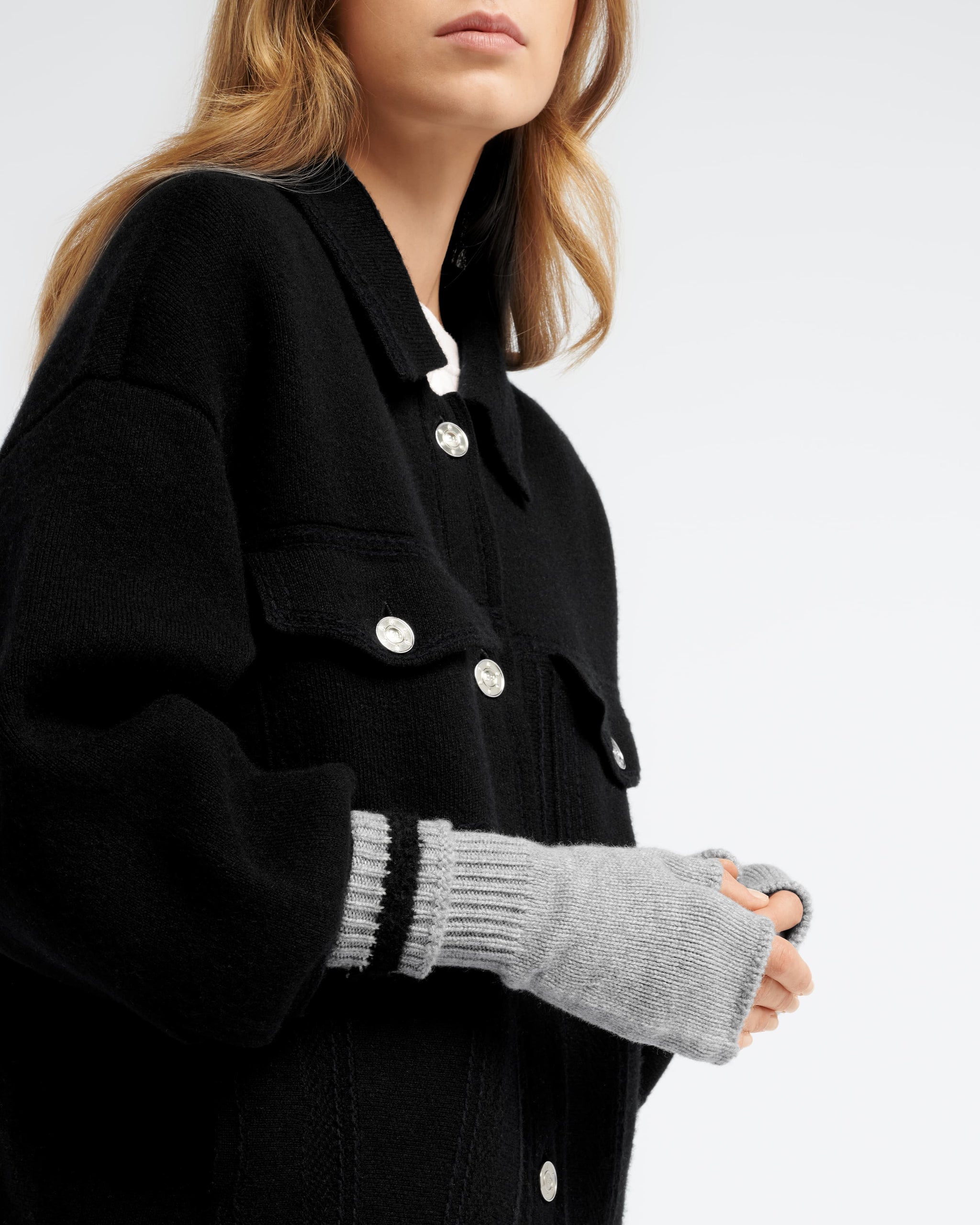 Shearling-effect cashmere fingerless gloves | Barrie - Barrie