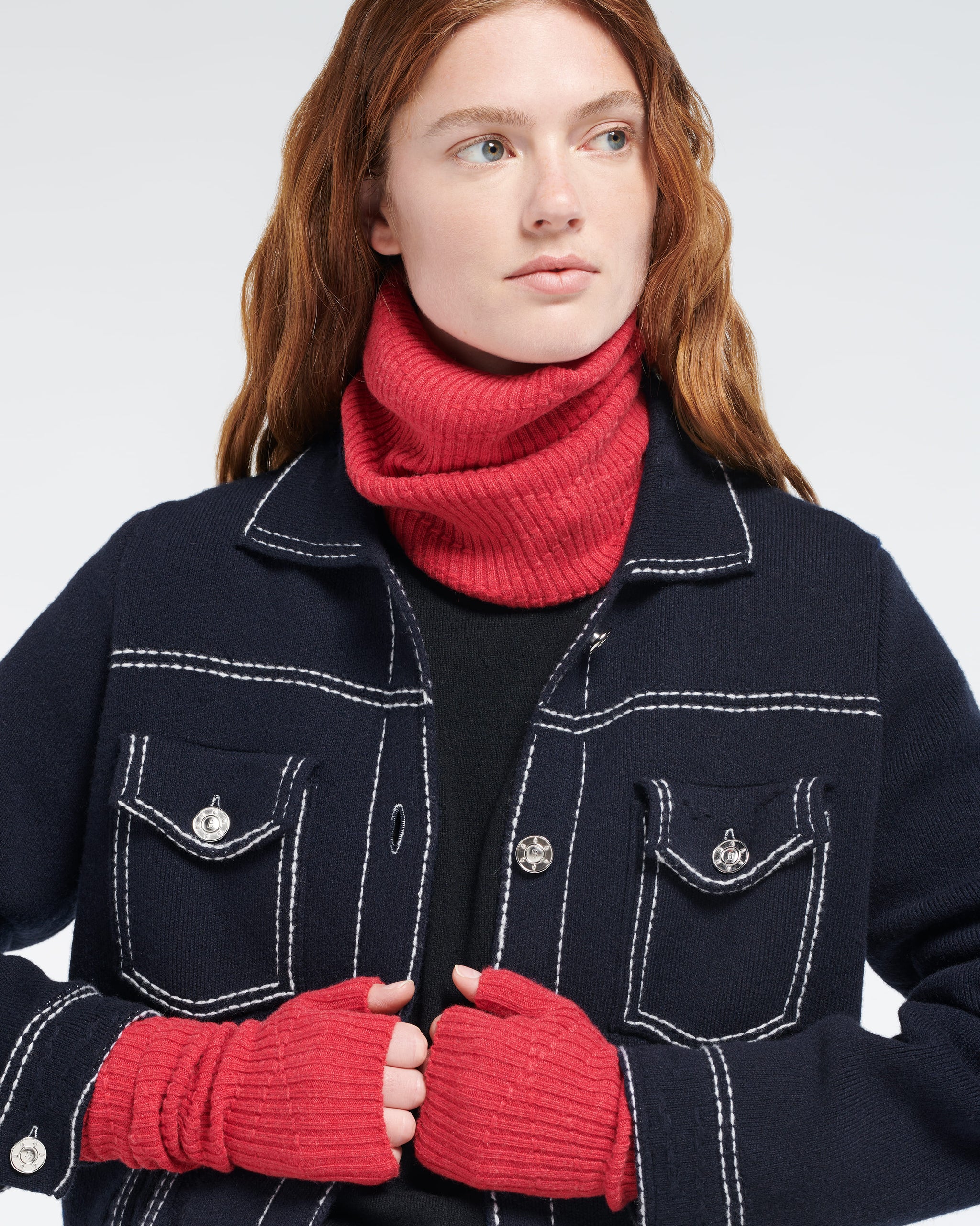 Long cashmere fingerless gloves | Barrie - Barrie