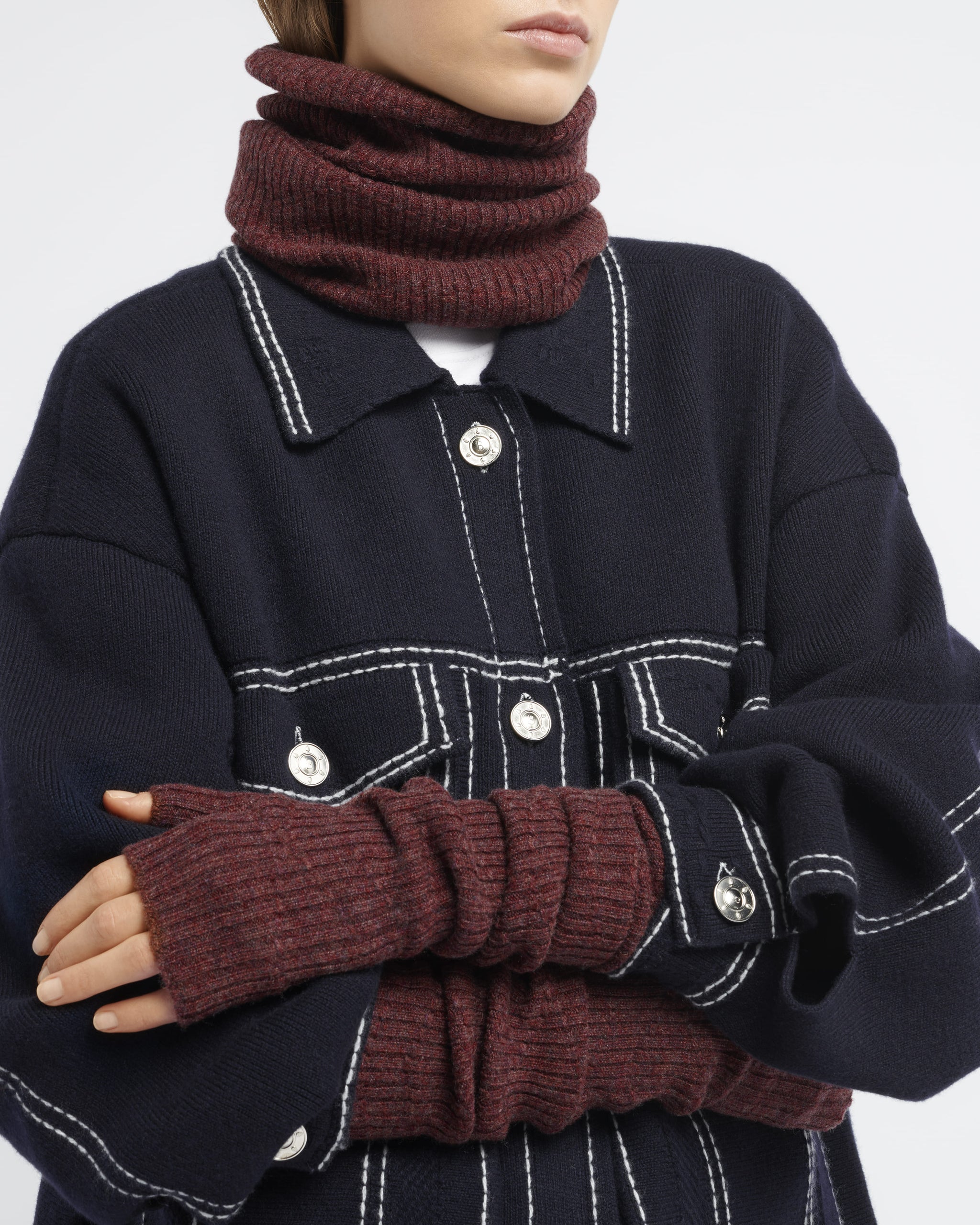 Long cashmere fingerless gloves | Barrie - Barrie