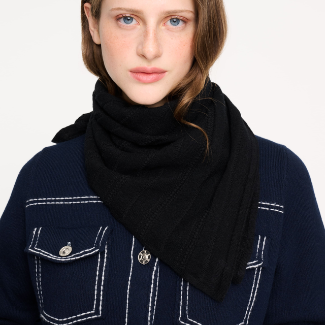 Foulard à rayures ton sur ton en cachemire et coton | Barrie - Barrie