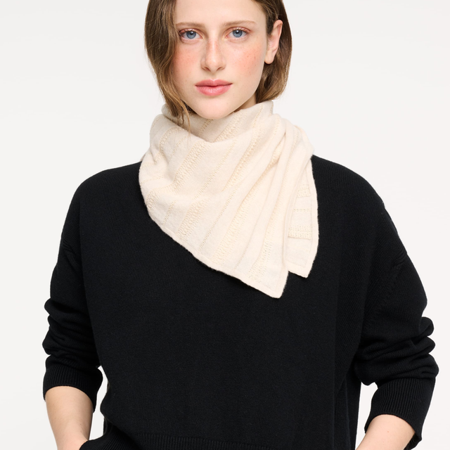 Tone-on-tone striped cashmere and cotton scarf  | Barrie - Barrie