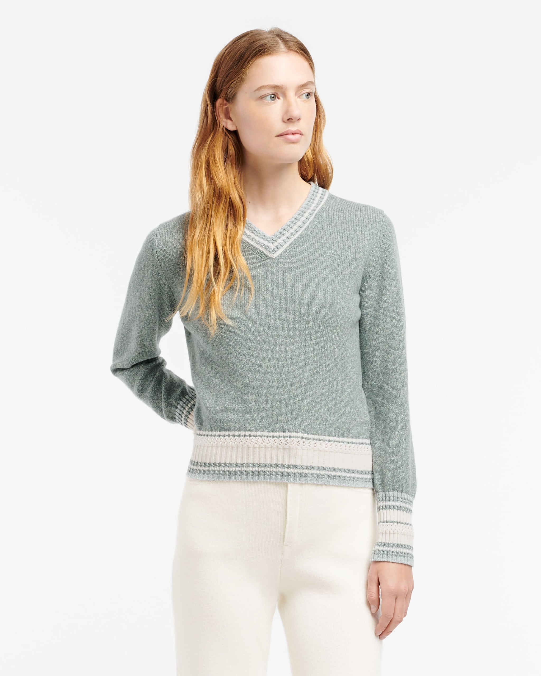 Pull chiné col V en cachemire | Barrie - Barrie