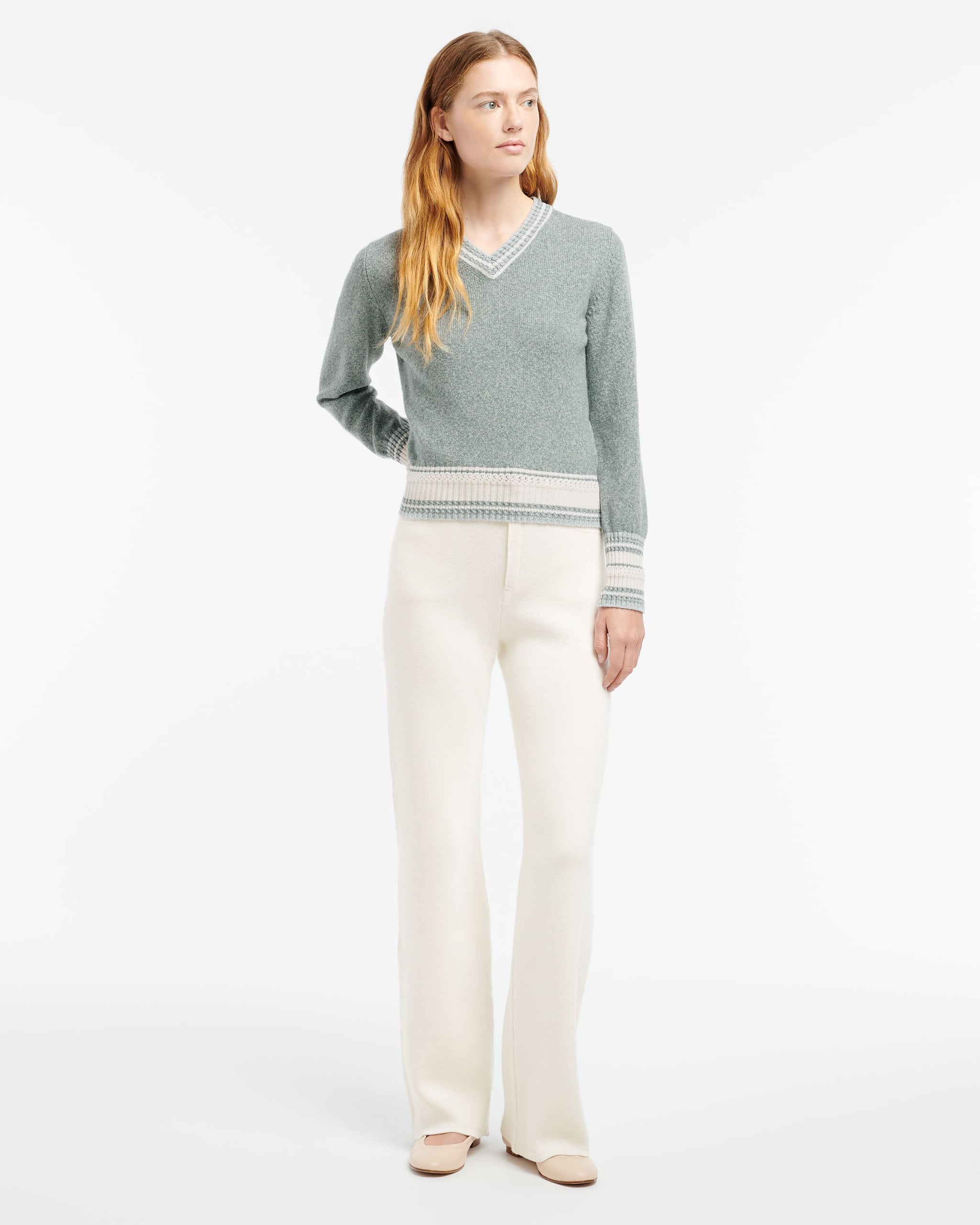 Pull chiné col V en cachemire | Barrie - Barrie