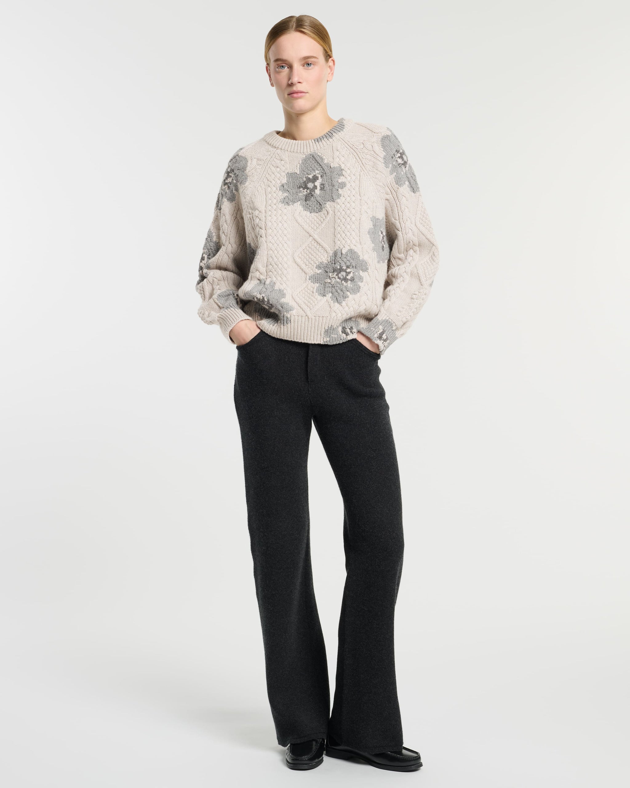 Pull col rond motif fleuri en cachemire | Barrie - Barrie