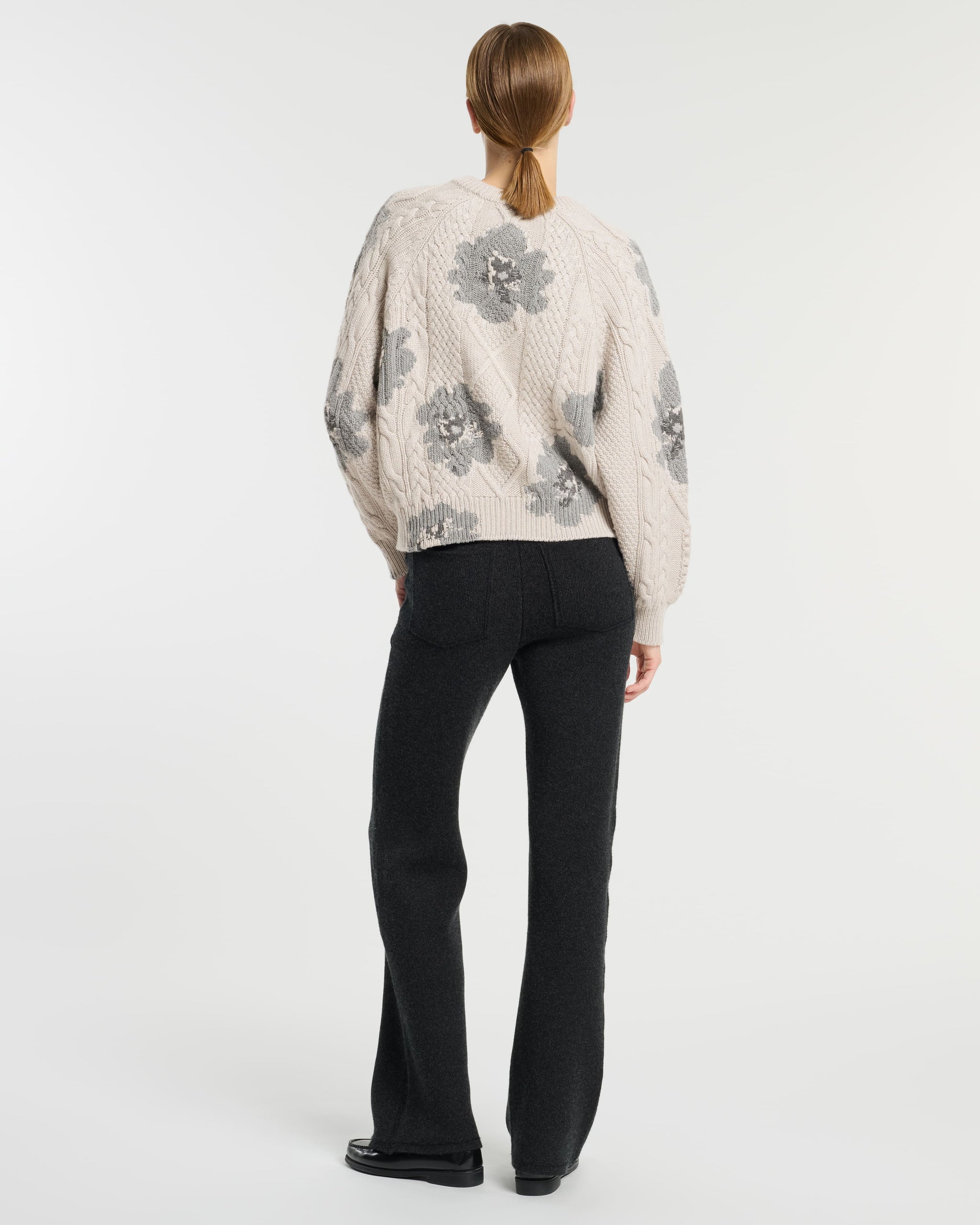 Pull col rond motif fleuri en cachemire | Barrie - Barrie