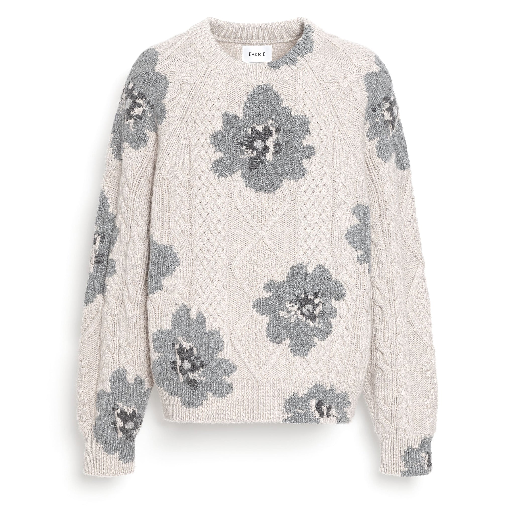 캐시미어 꽃무늬 모티프 라운드넥 니트웨어 | Barrie - Barrie
