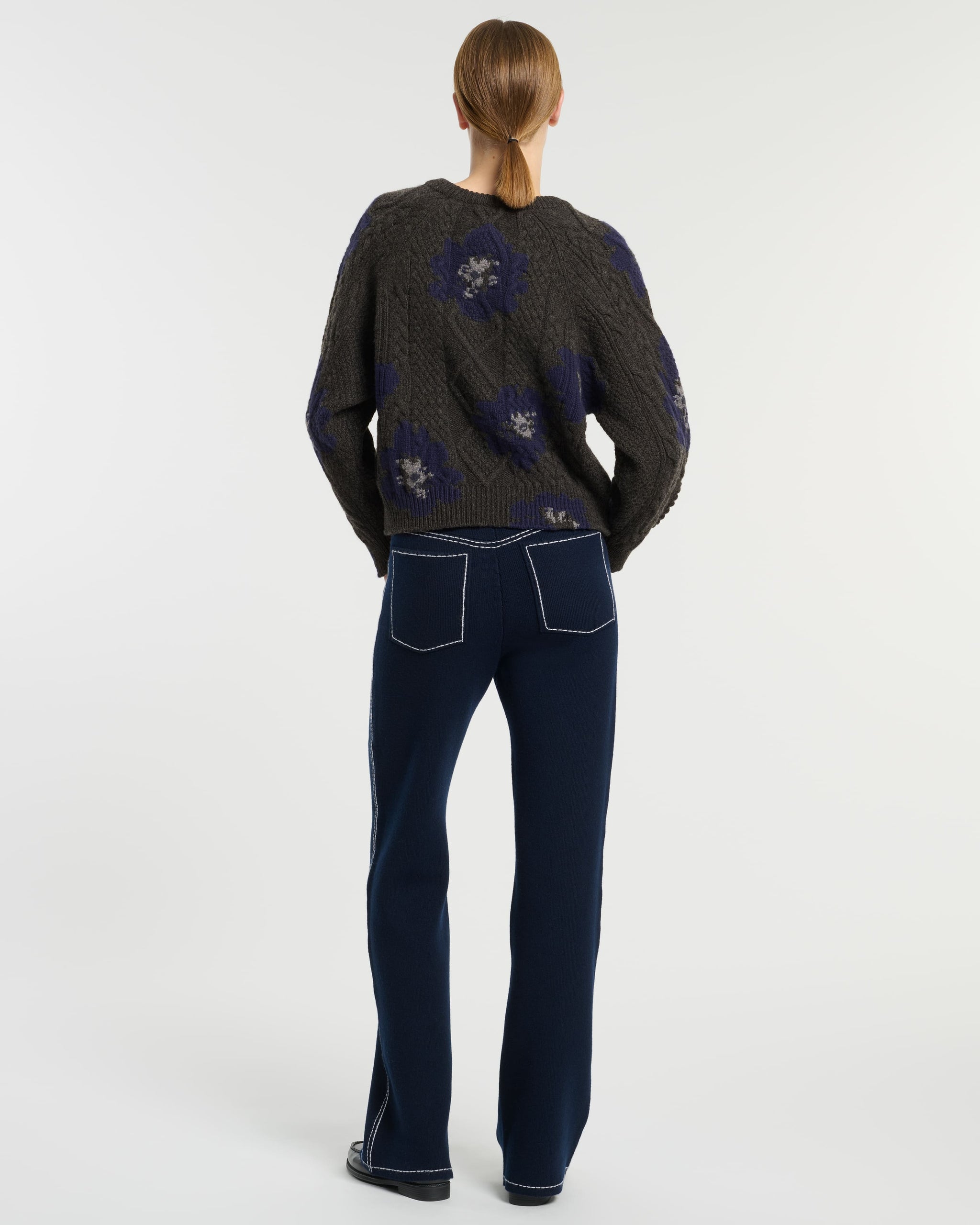 Pull col rond motif fleuri en cachemire | Barrie - Barrie