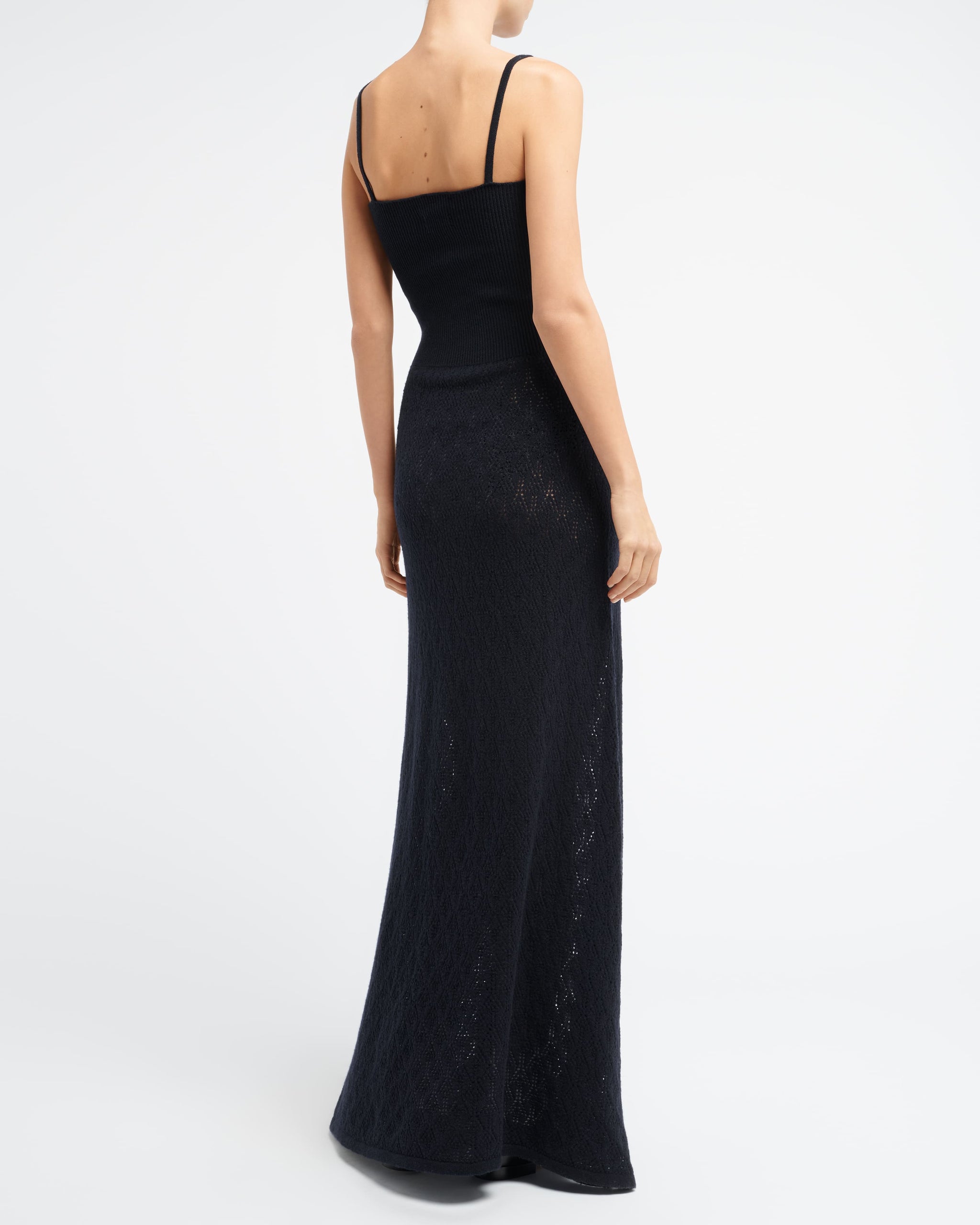 Long dress with straps in cashmere lace | Barrie - Barrie