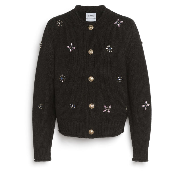Cardigan épais en cachemire à broderies et boutons dorés | Barrie - Barrie