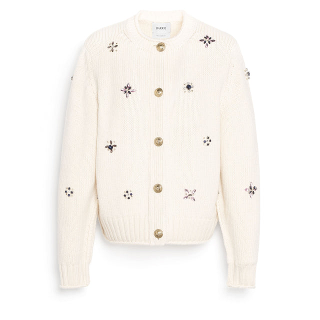 Cardigan épais en cachemire à broderies et boutons dorés | Barrie - Barrie