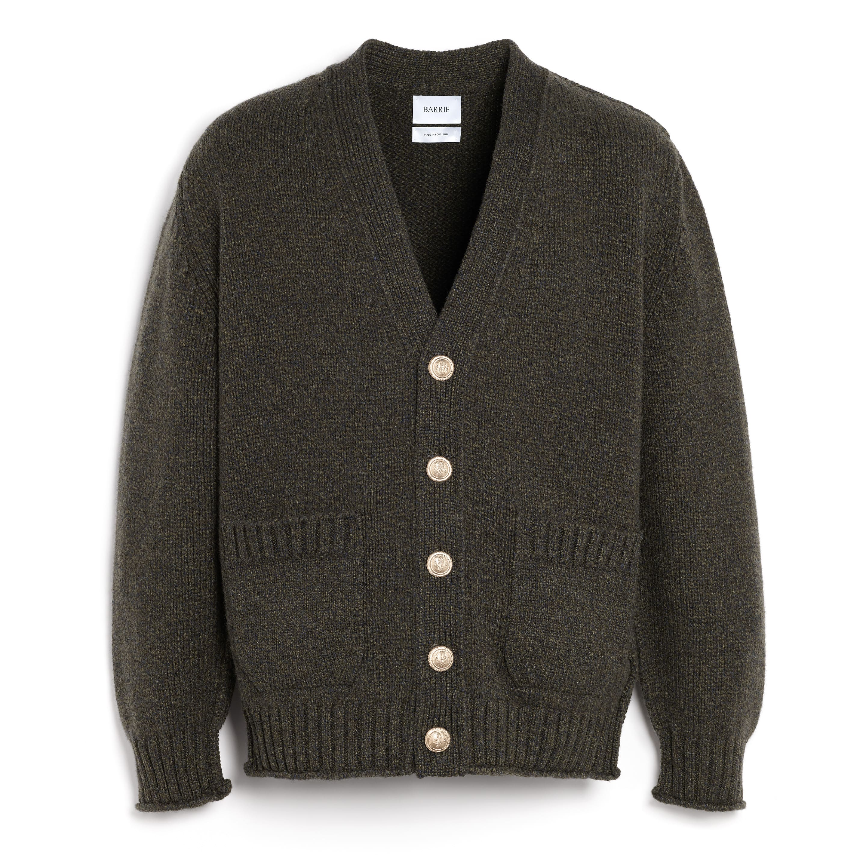 Chunky cashmere cardigan with gold buttons