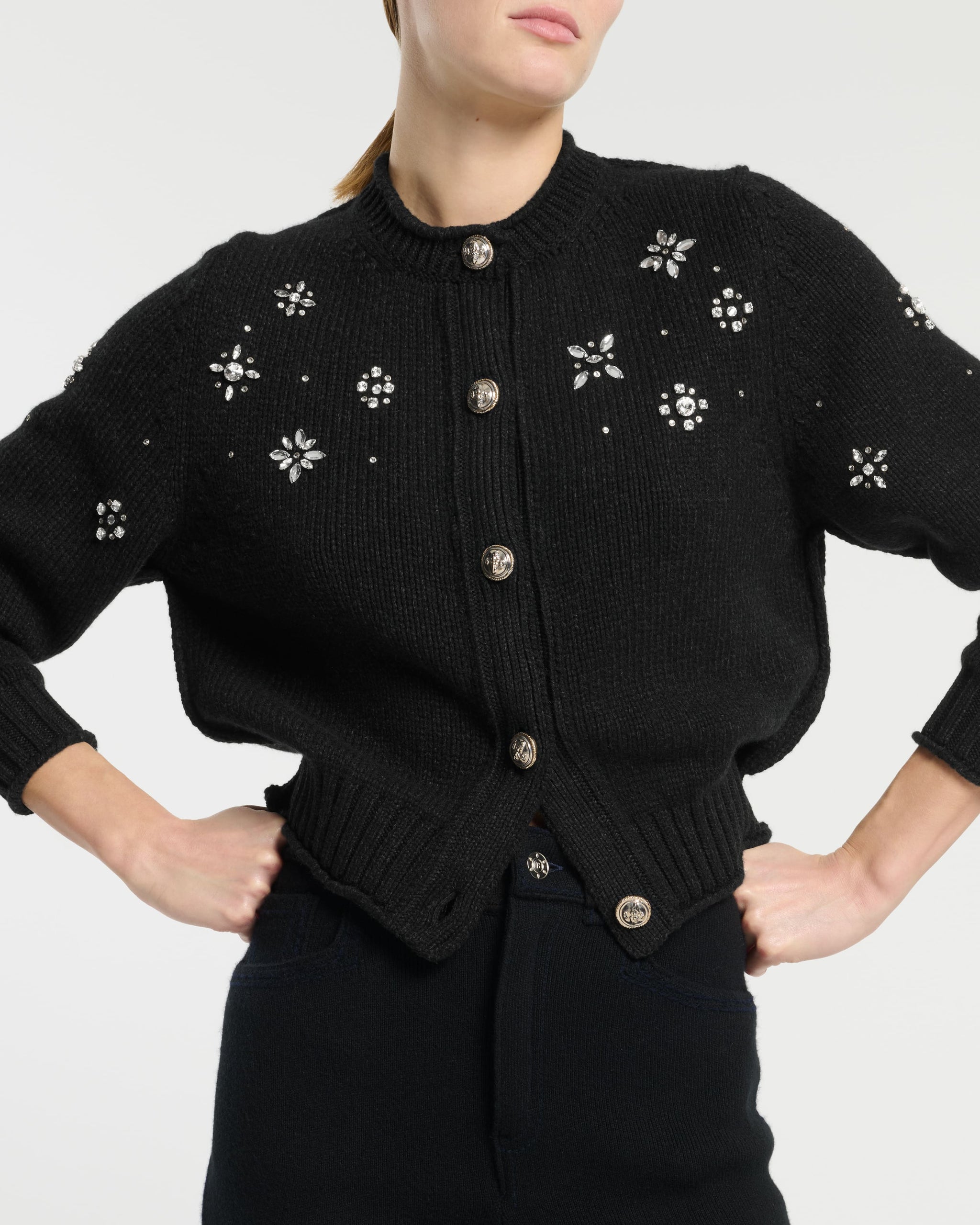 Cardigan épais en cachemire avec détail bijoux | Barrie - Barrie