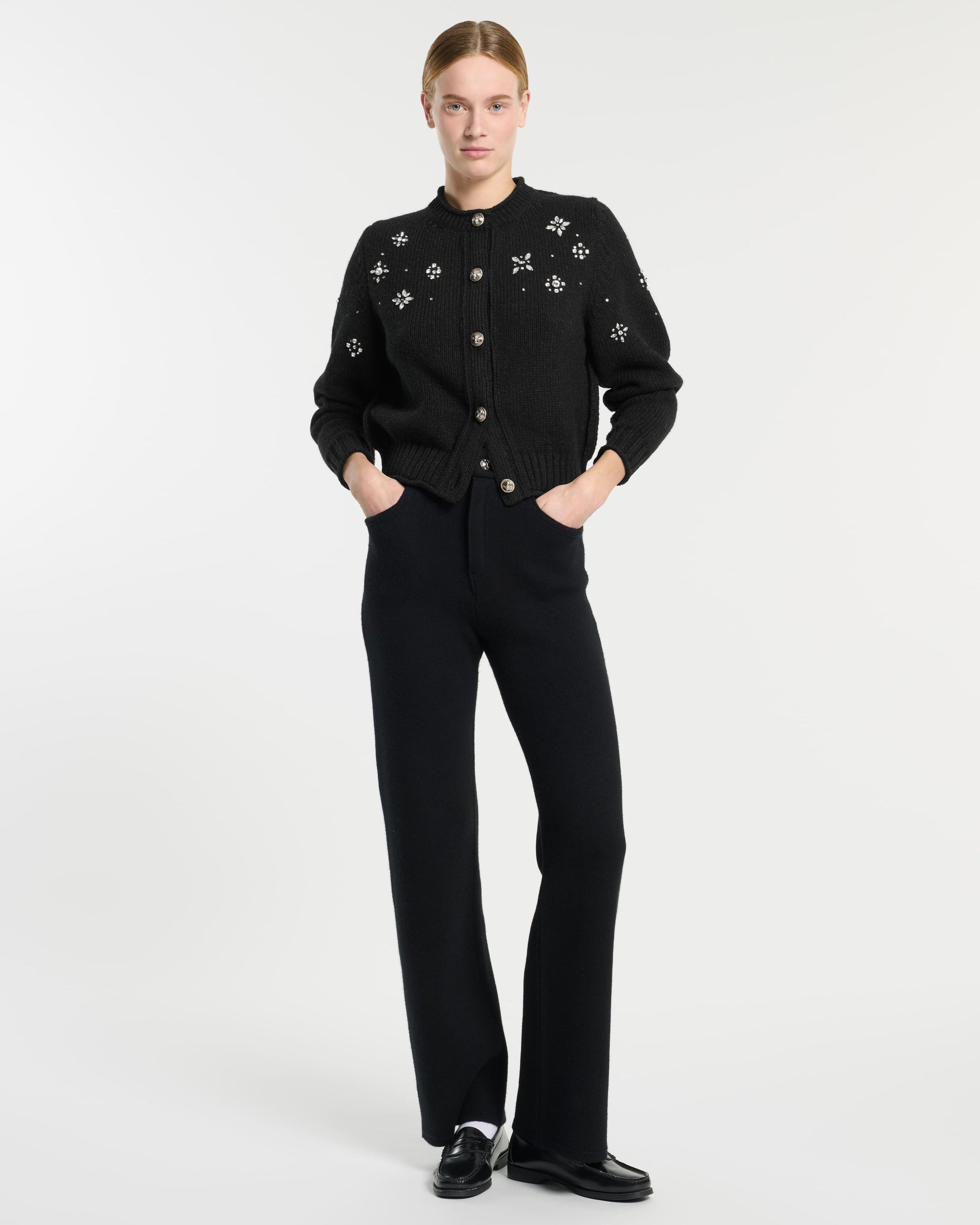 Chunky cashmere cardigan with jewel detail | Barrie - Barrie