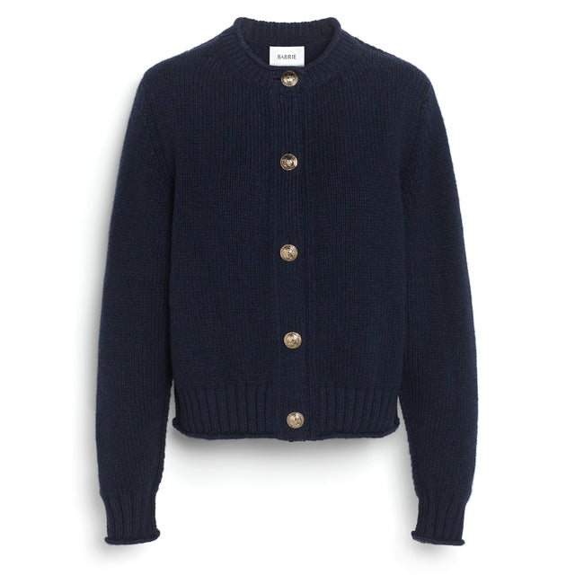 Cardigan in chunky cashmere with gold buttons | Barrie - Barrie