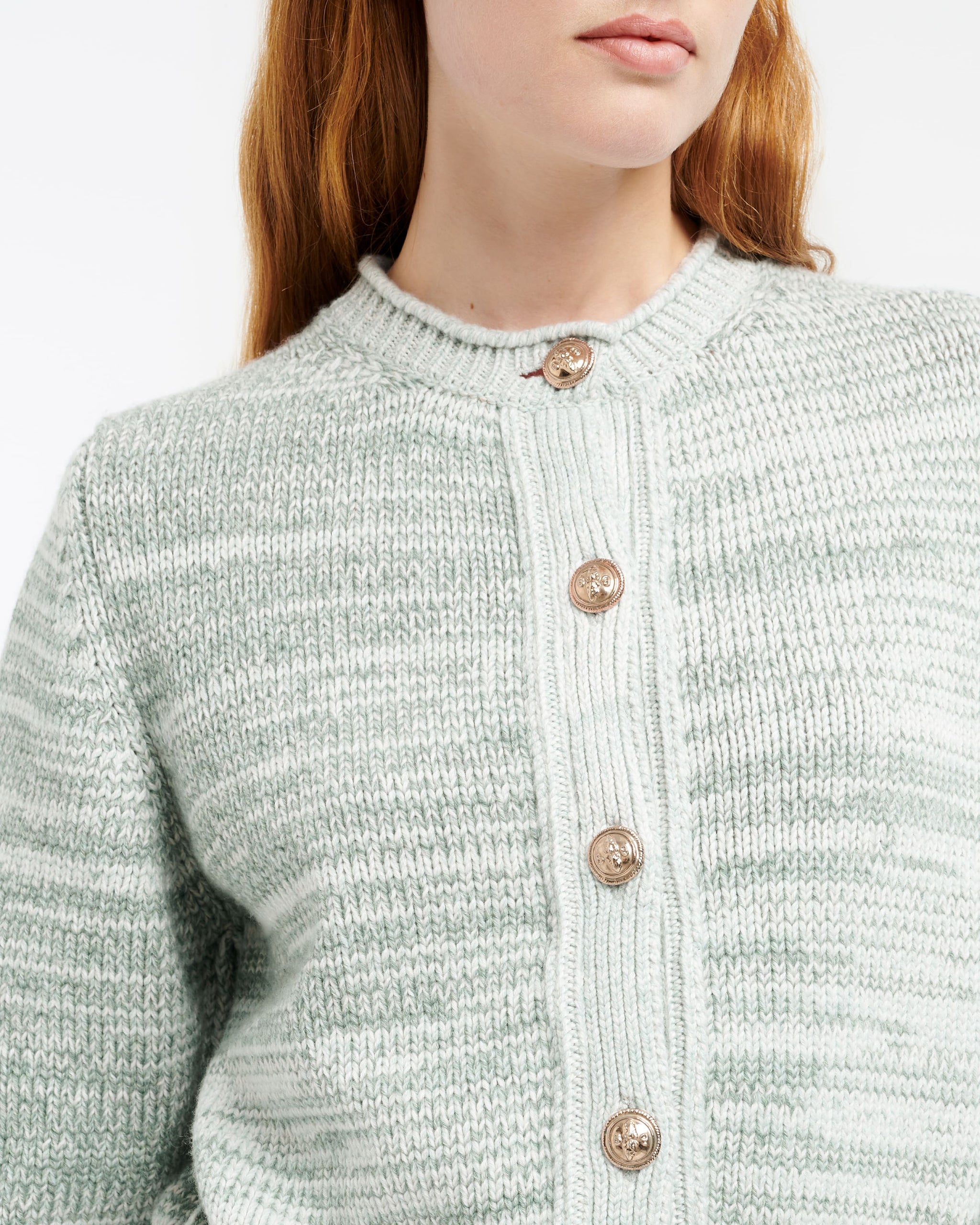 금장 버튼이 있는 두툼한 캐시미어 카디건 | Barrie - Barrie