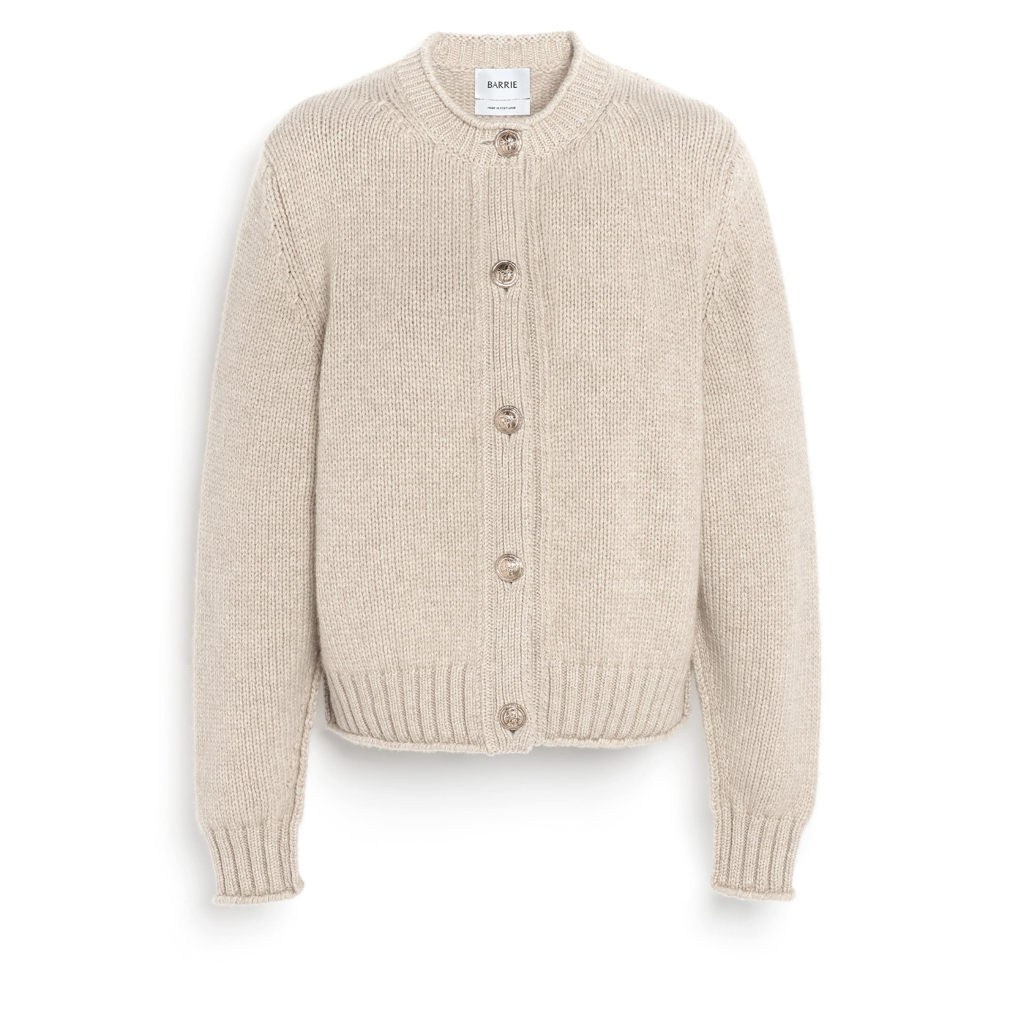 Cardigan in chunky cashmere with gold buttons - Barrie