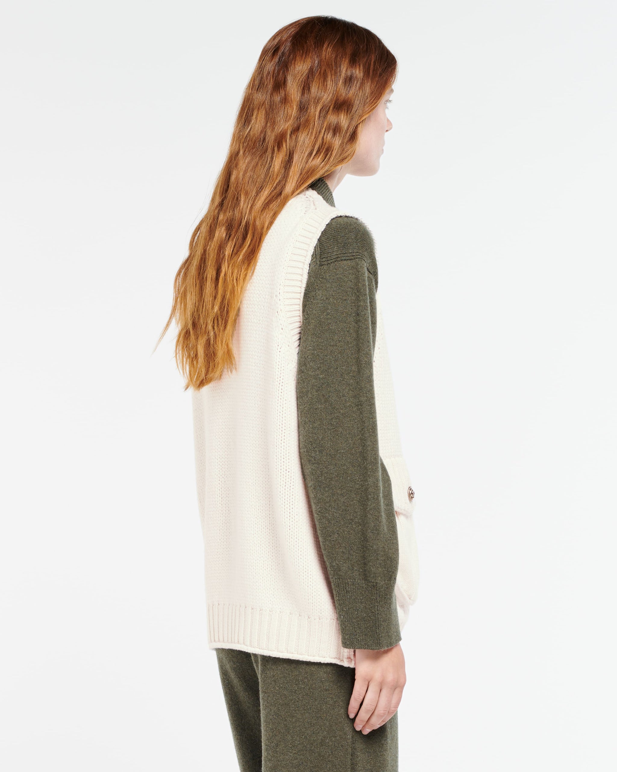 Chunky sleeveless cardigan with gold buttons | Barrie - Barrie