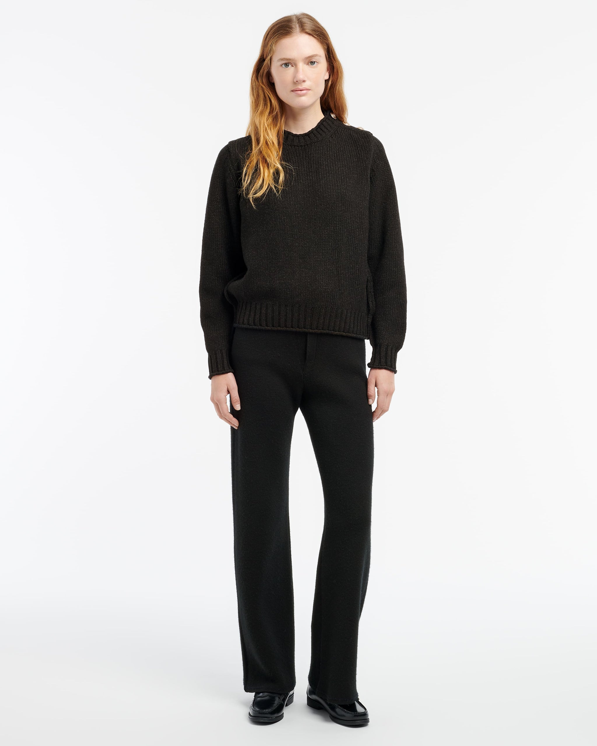Jumper in chunky cashmere with gold buttons | Barrie - Barrie