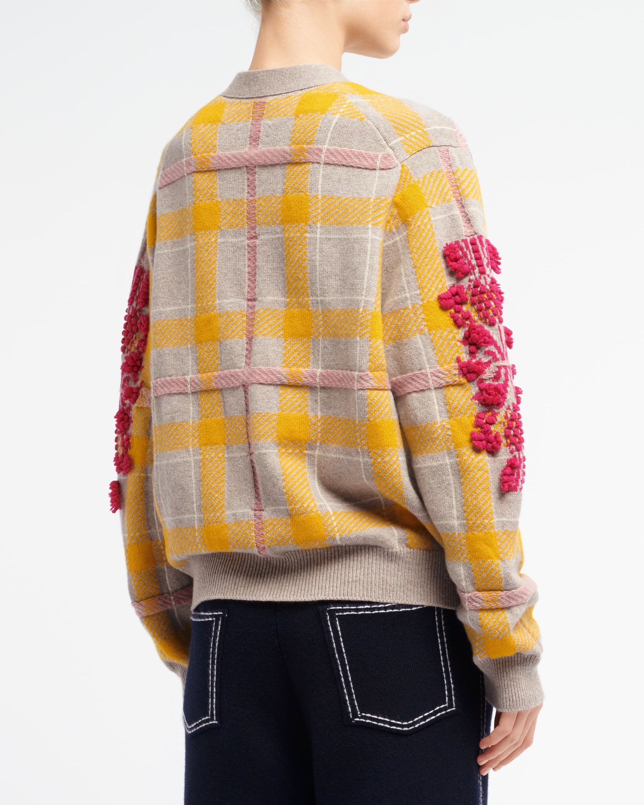 Cardigan en cachemire à motif tartan et logo B | Barrie - Barrie