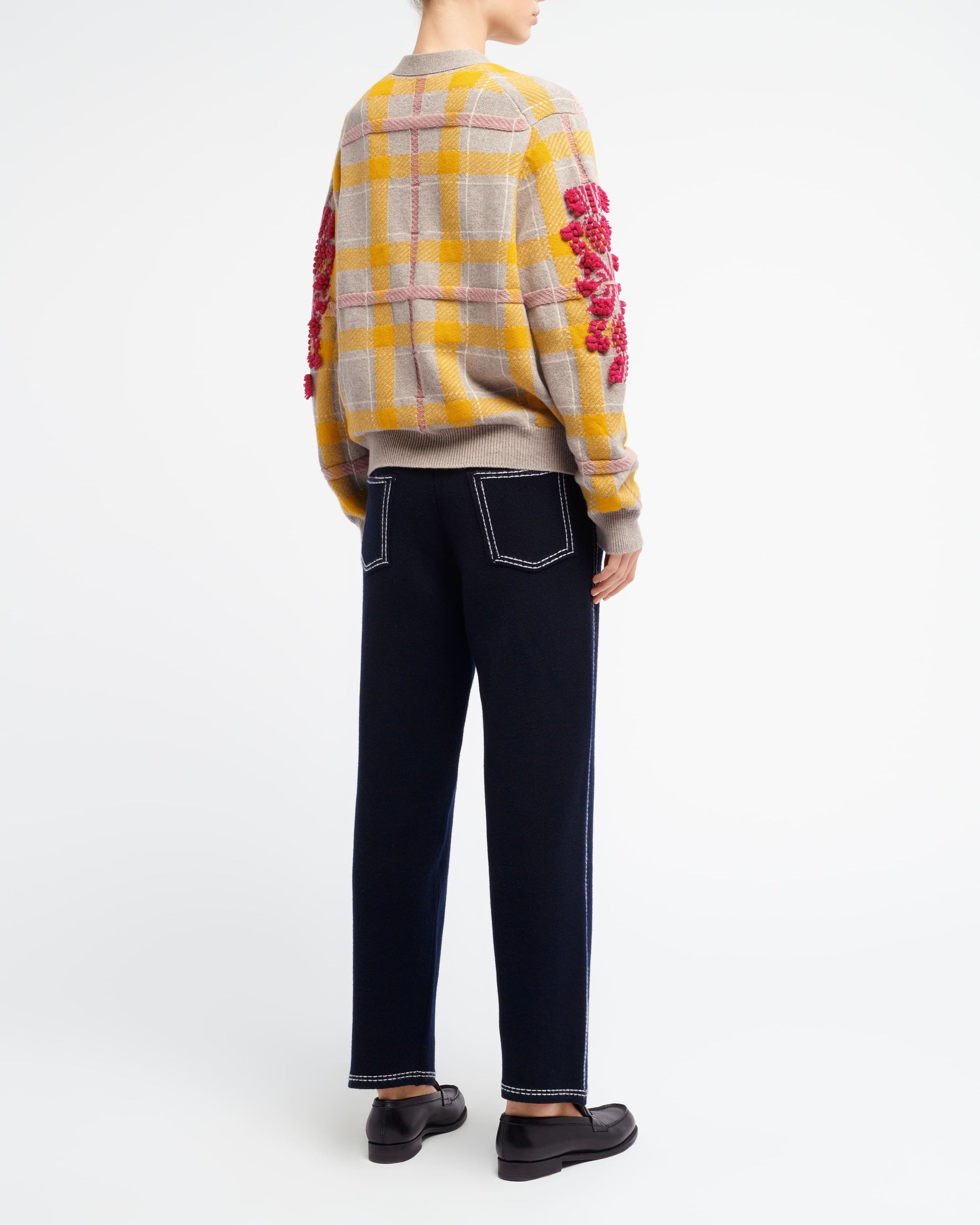 Cardigan en cachemire à motif tartan et logo B | Barrie - Barrie