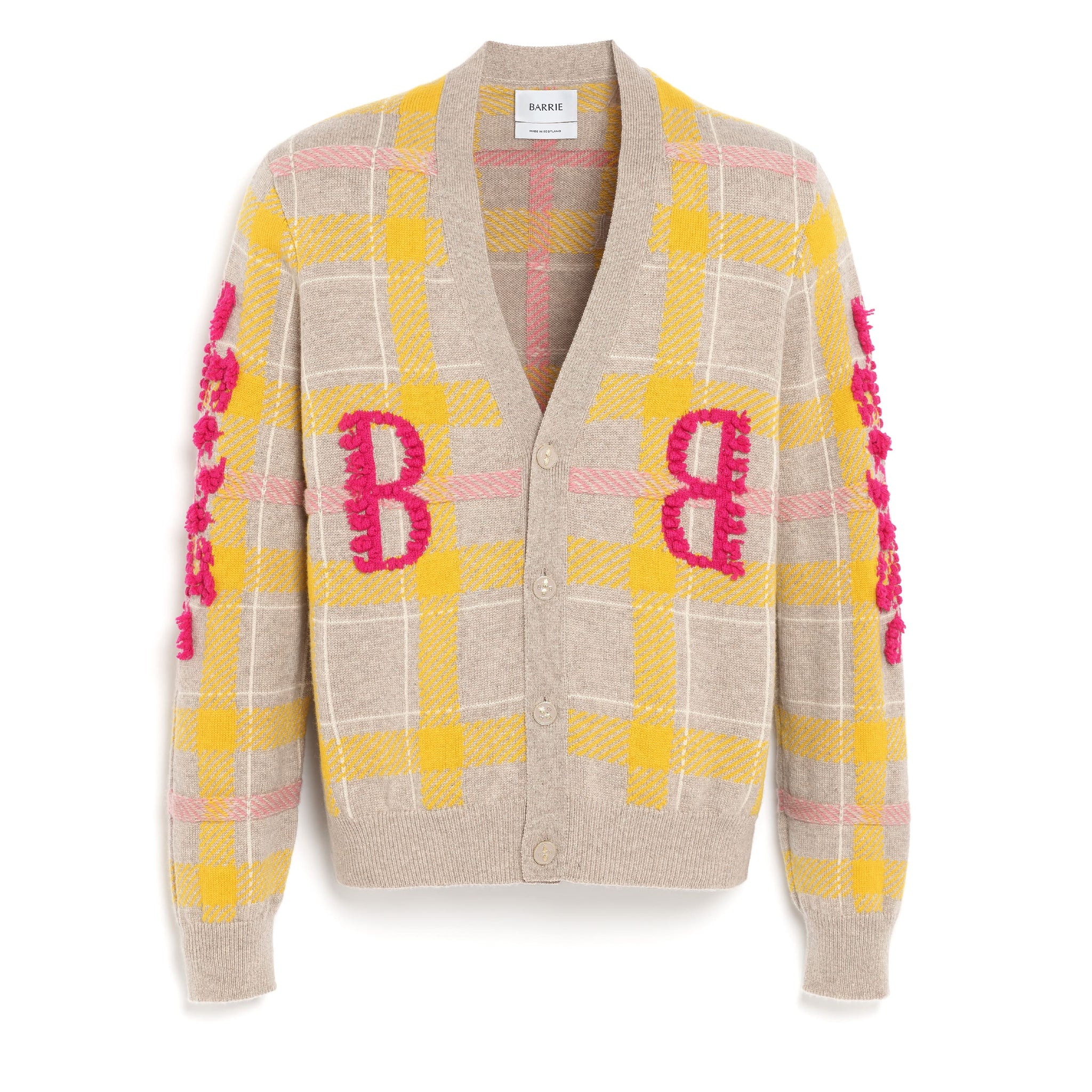 Cardigan en cachemire à motif tartan et logo B | Barrie - Barrie