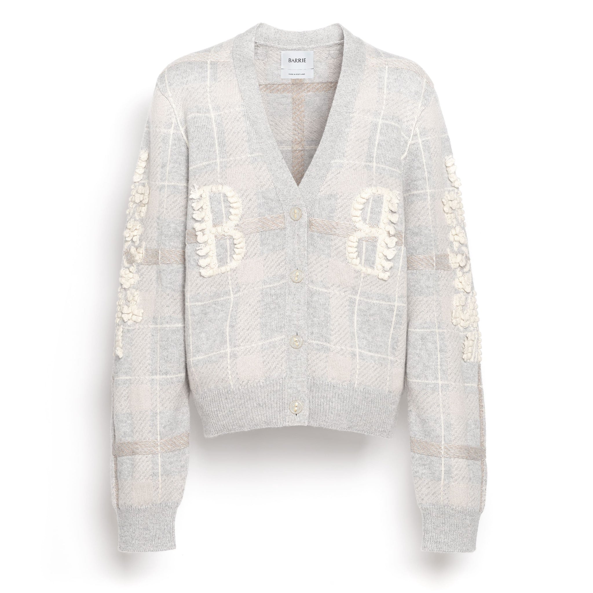 Cardigan en cachemire à motif tartan et logo B | Barrie - Barrie