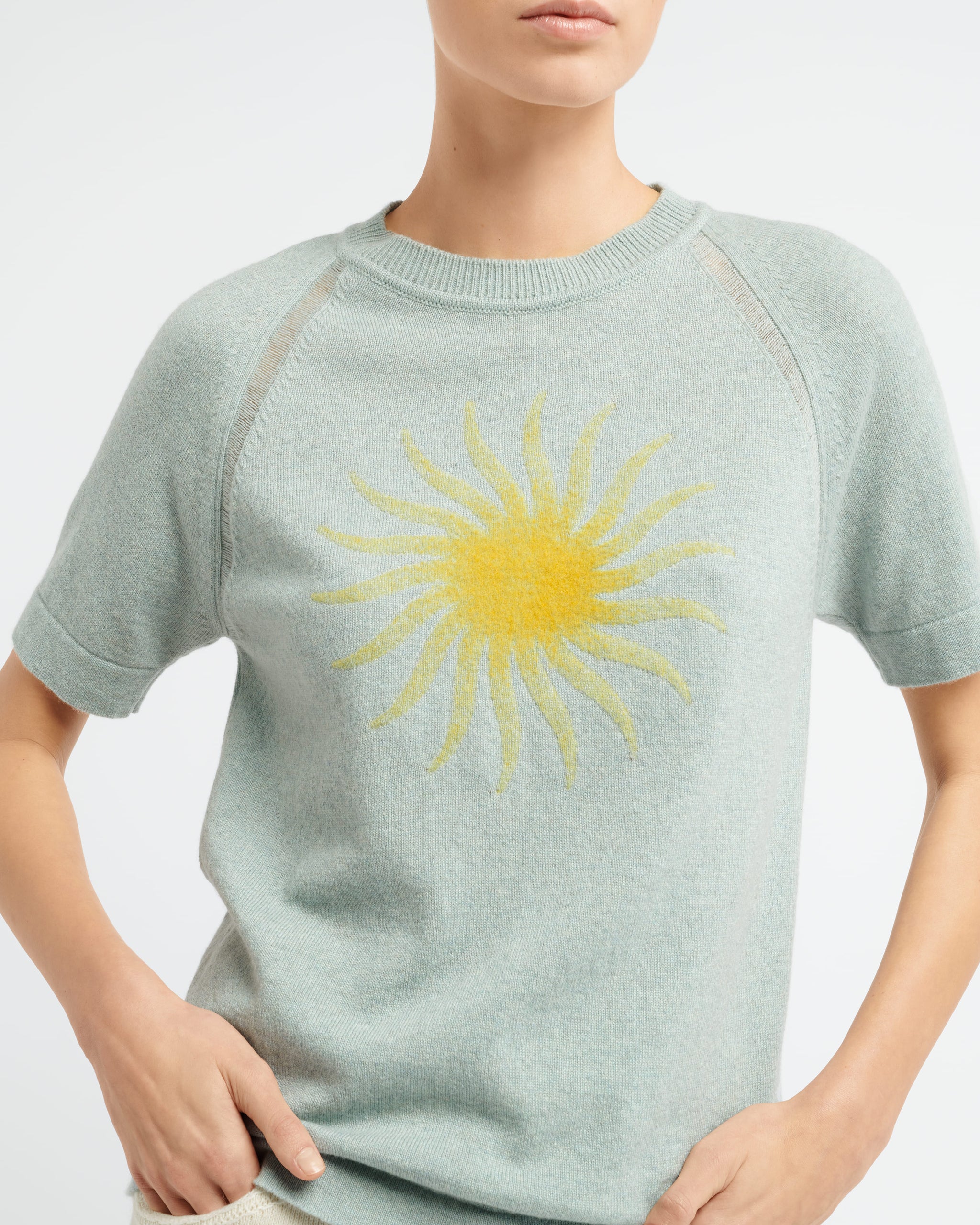 Haut à manches courtes en cachemire à motif soleil | Barrie - Barrie