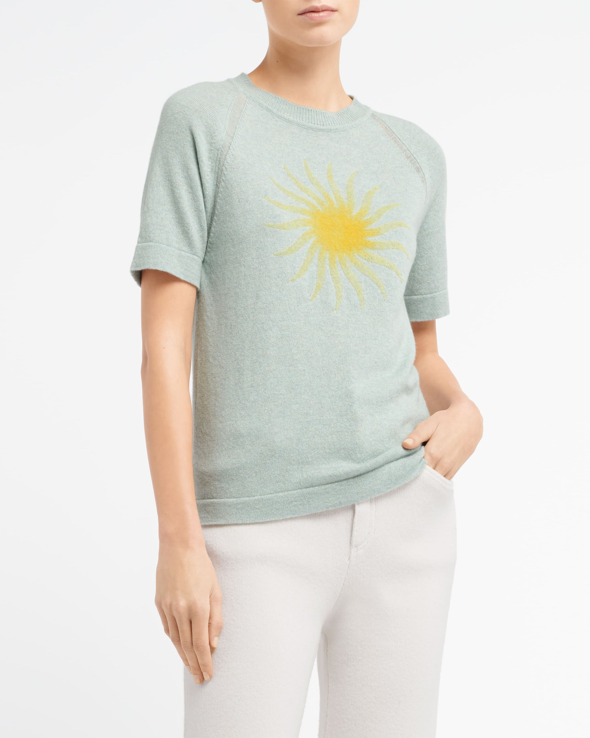 Haut à manches courtes en cachemire à motif soleil | Barrie - Barrie